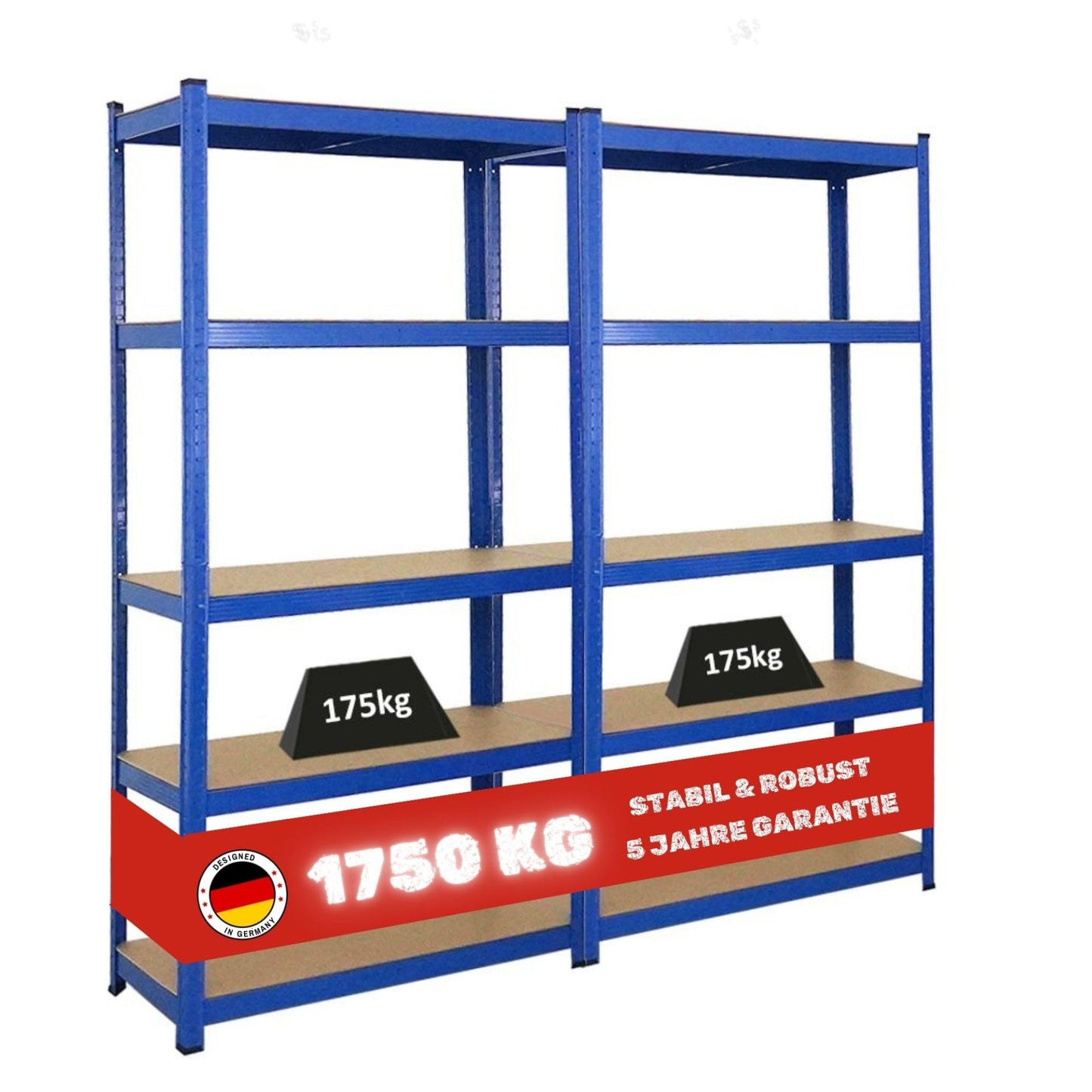 PROREGAL Gorilla Heavy Duty Shelving Unit H x W x D 180 x 90 x 40 cm Shelf Load 175 kg Galvanised Garage Shelving Basement Shelf Workshop Shelving Storage Shelving Boltless Shelving Unit