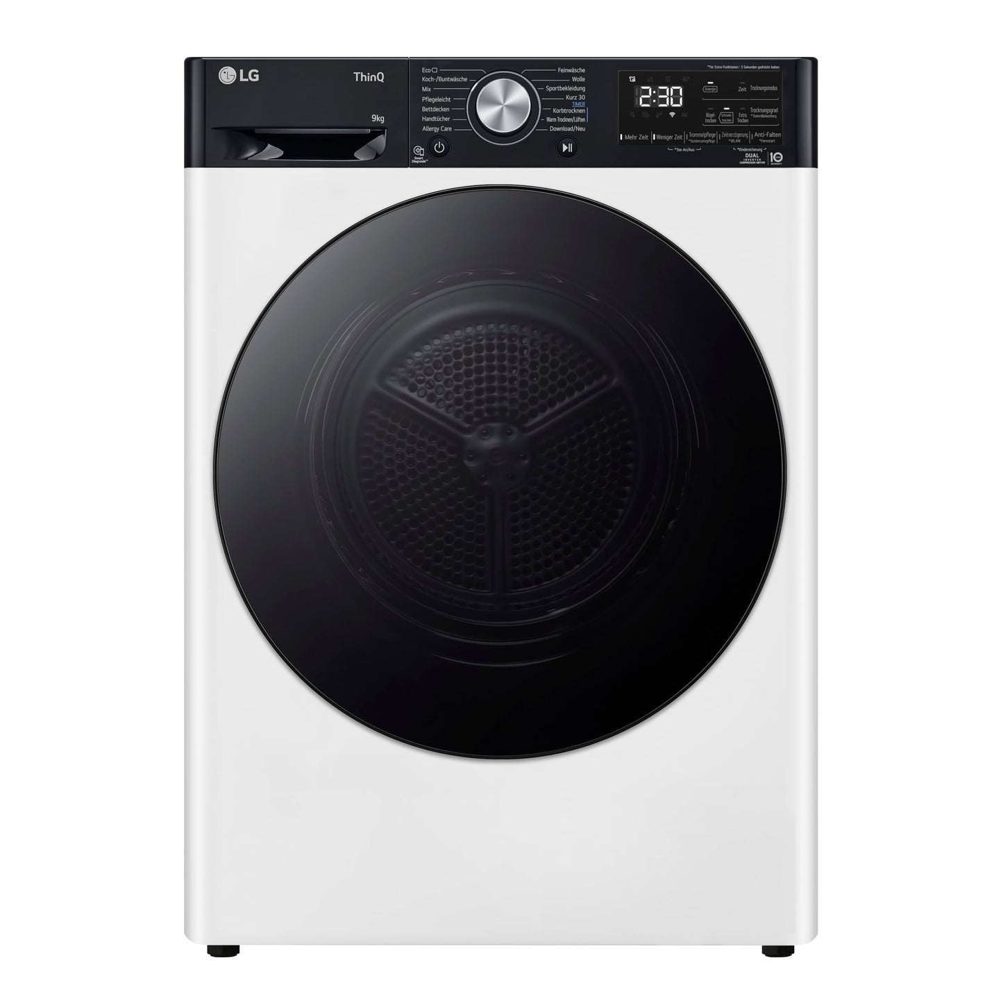 LG RT80V9B, Class A+++, Tumble Dryer 8 kg, Heat Pump Dryer with Short Programme, Dry Sensor, Stainless Steel Drum Material, 60 x 69 x 85 cm, Black