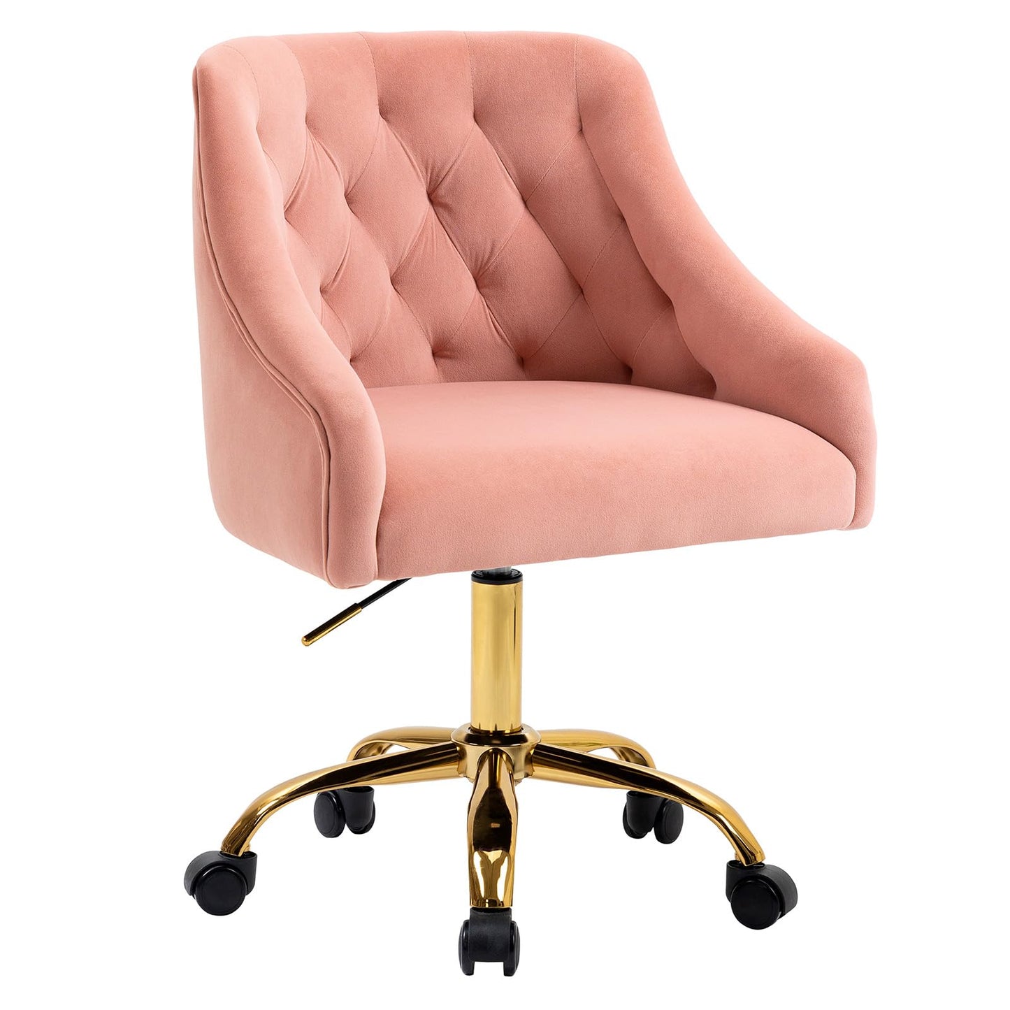 Velvet Office Chair, Home Office Chair, Desk Chair with Wheels, Dressing Table Chair, Height Adjustable, for Study, Office, Bedroom, Maximum Load 135 kg (Grey)