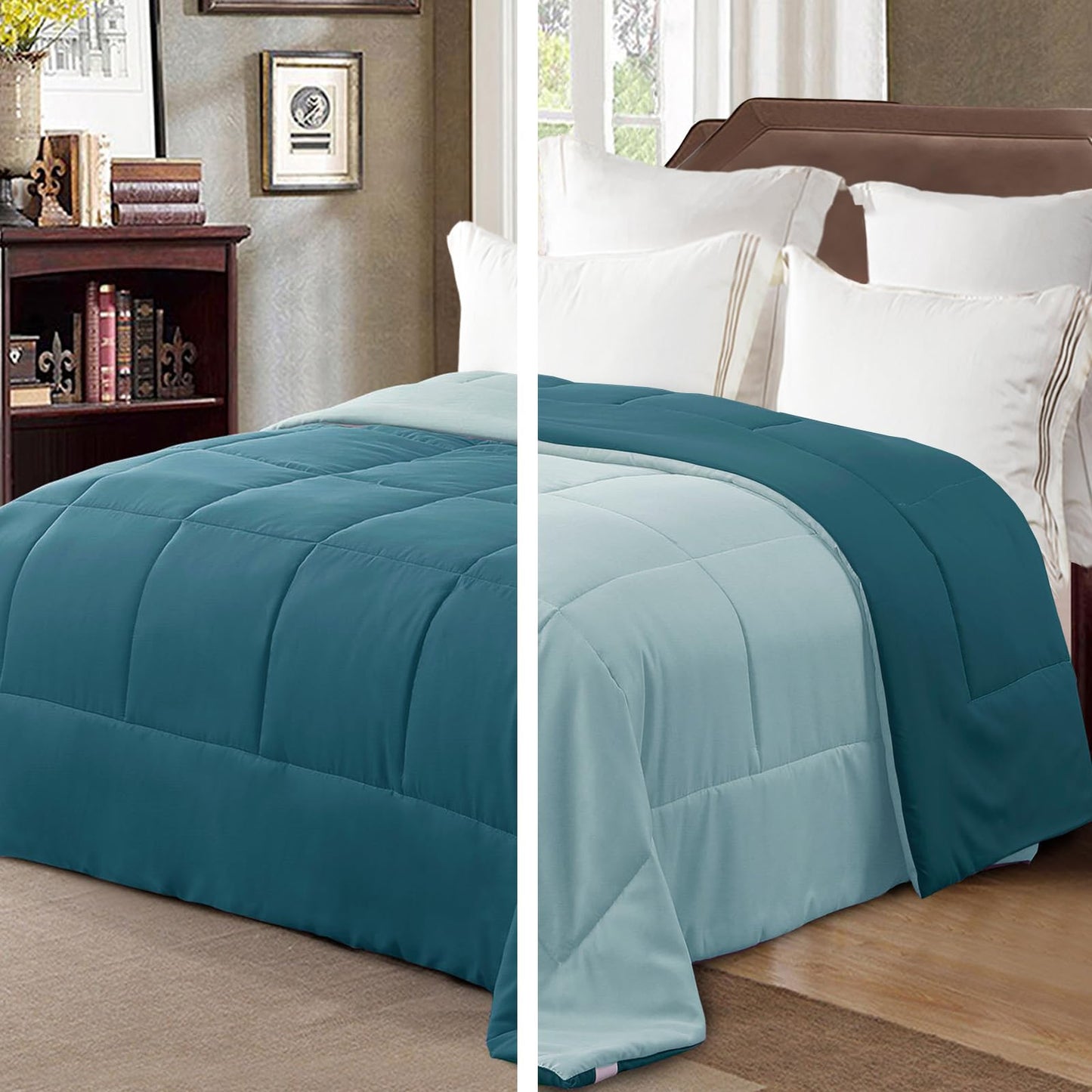Exclusivo Mezcla 4-Season Duvet 155 x 220 cm, Warm and Light Sleeping Blanket without Cover, Turquoise/Aqua