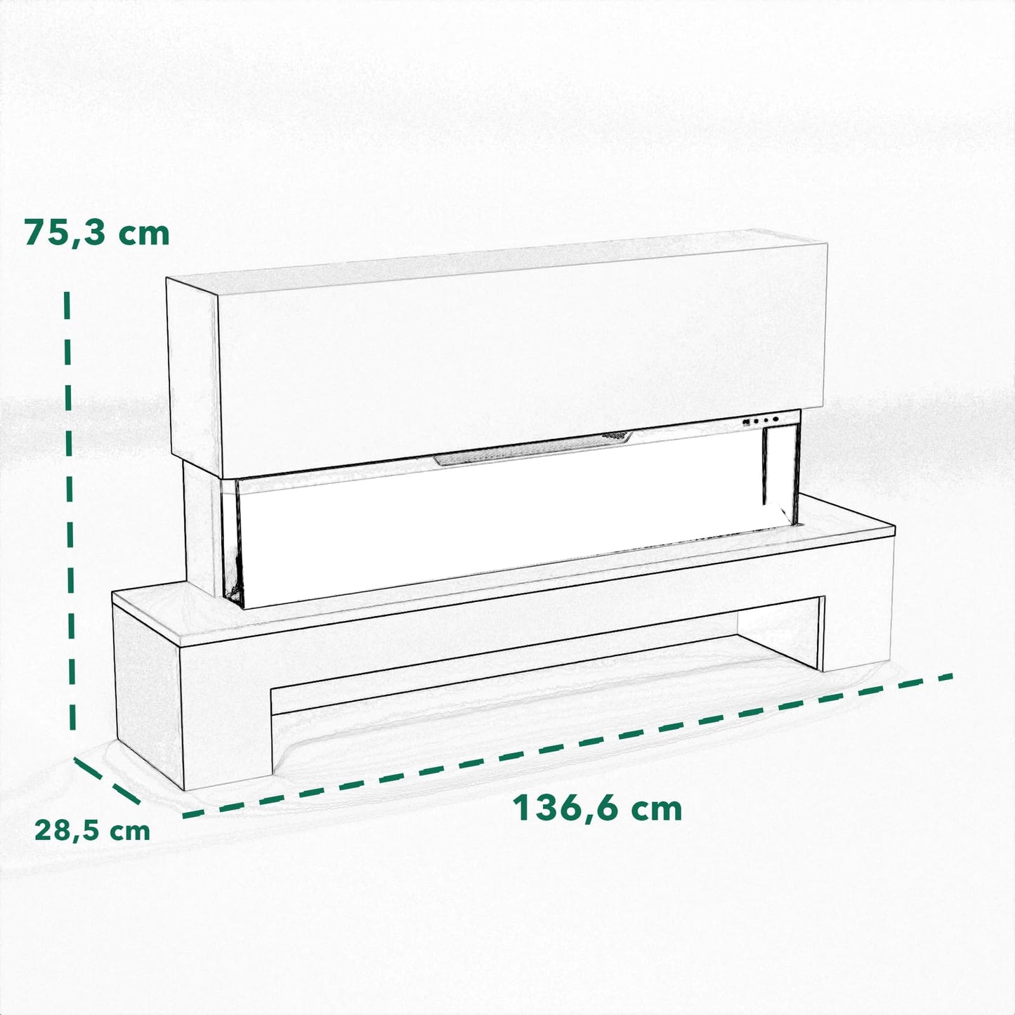 GLOW FIRE Electric Fireplace Cobalt Wooden Compartment with Realistic 3D LED Fire - Standing Electric Fireplace with Heater and Fireplace, App Control, Crinkle Effect & Timer, Max. 1800 W, 137 x 75 x