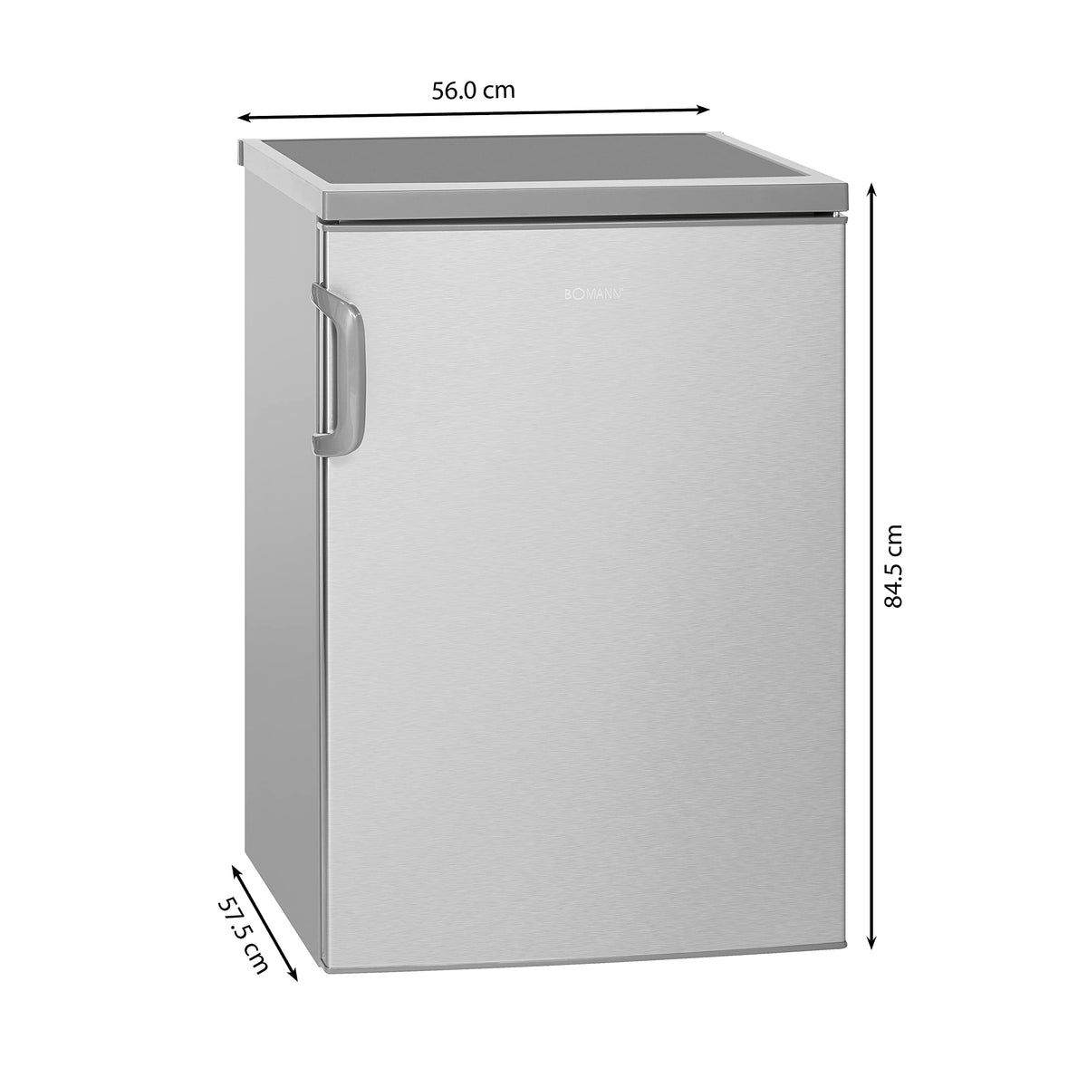 Bomann Kühlschrank mit Gefrierfach | Getränkekühlschrank mit 120L Nutzinhalt und 2 Glasablagen | Türanschlag wechselbar | kleiner Kühlschrank mit stufenloser Temperaturregelung | KS 2194.1 inox
