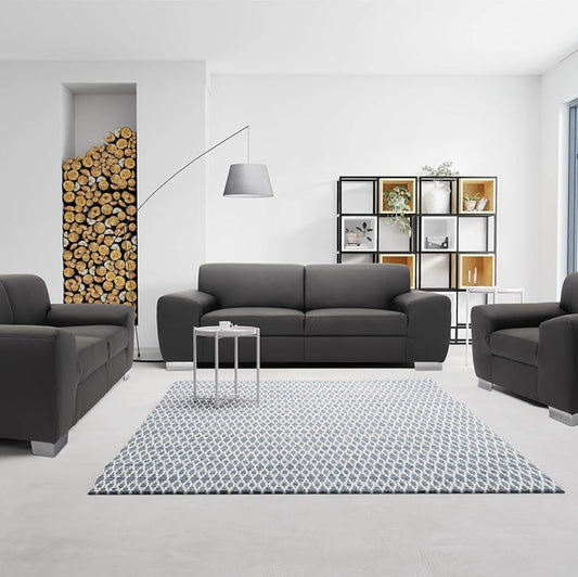 Domo Collection Ricardo Sofa, 3-Seater Couch, Set in Faux Leather, Black, 220 x 89 x 81 cm