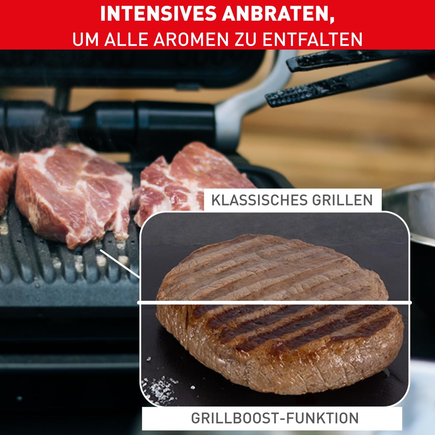 Tefal OptiGrill Elite XL Kontaktgrill, 16 Programme, Digitales Display mit Garstufenanzeige, abnehmbare XL-Platten, Grillboost-Funktion, intuitive Bedienung, Elektrogrill, Edelstahl, GC760D12