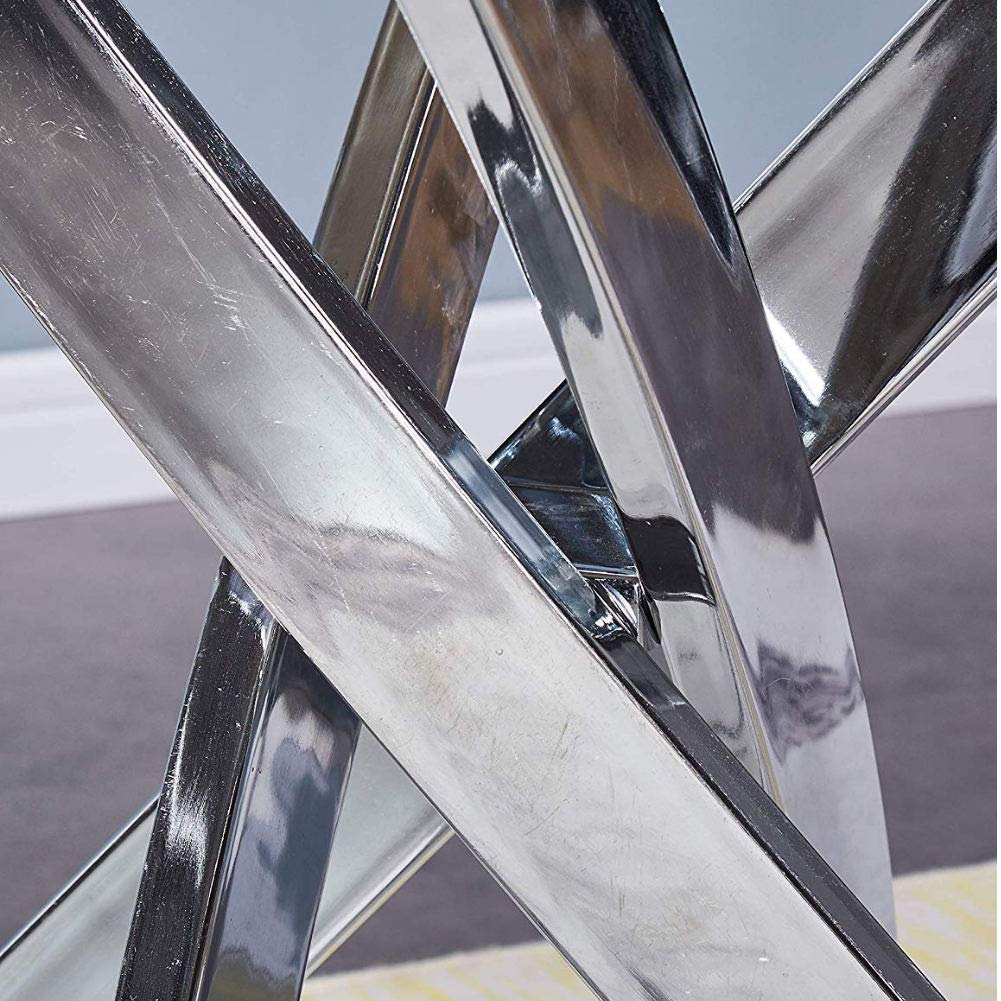 GOLDFAN Glas Esstisch Küchentisch Glastisch Silberne Metalltischbeine Moderner Stil Quadratischen Tisch für Büro Küche 110cm