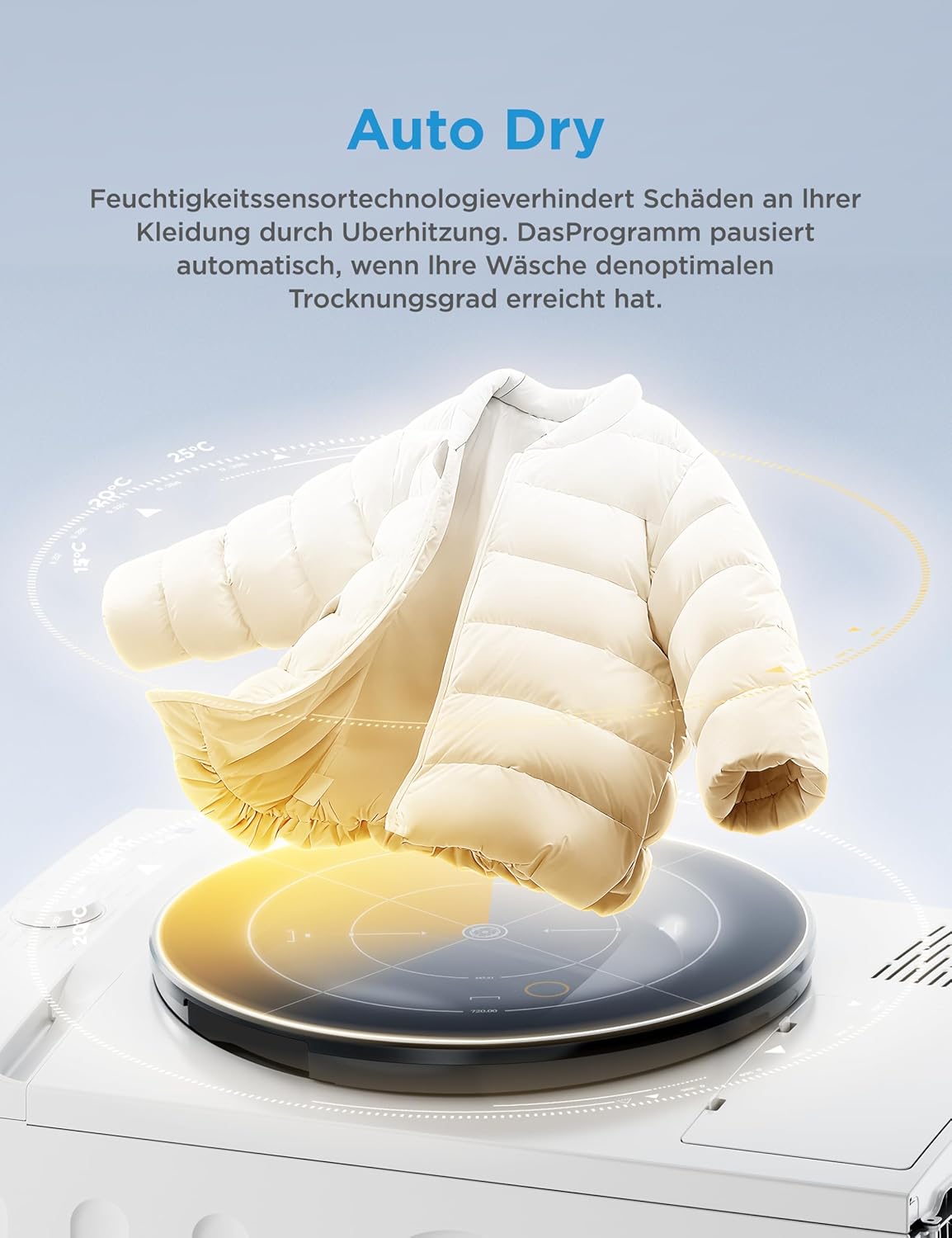 Midea MDV3EH100D Heat Pump Dryer, 10 kg, Energy Class D with Heat Pump Technology, UV Light for Hygienic Purity, Wrinkle Protection, LED Display, Delay Start, Quick Drying, White