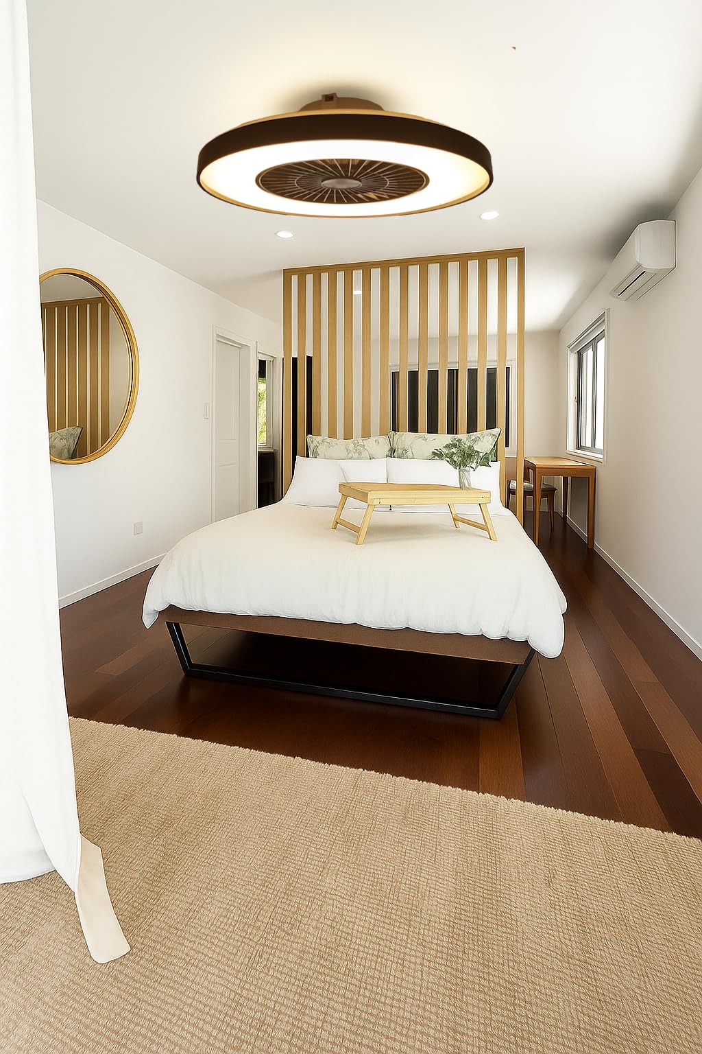 HSL LED Ceiling Light with Fan, Diameter 50 cm, Ceiling Fan with Lamp, Star Effect, Continuous Ventilation Speeds, Effortless Light Dimming, with Remote Control, 3000-5500 K, 4300 Lm, Air Conditioner