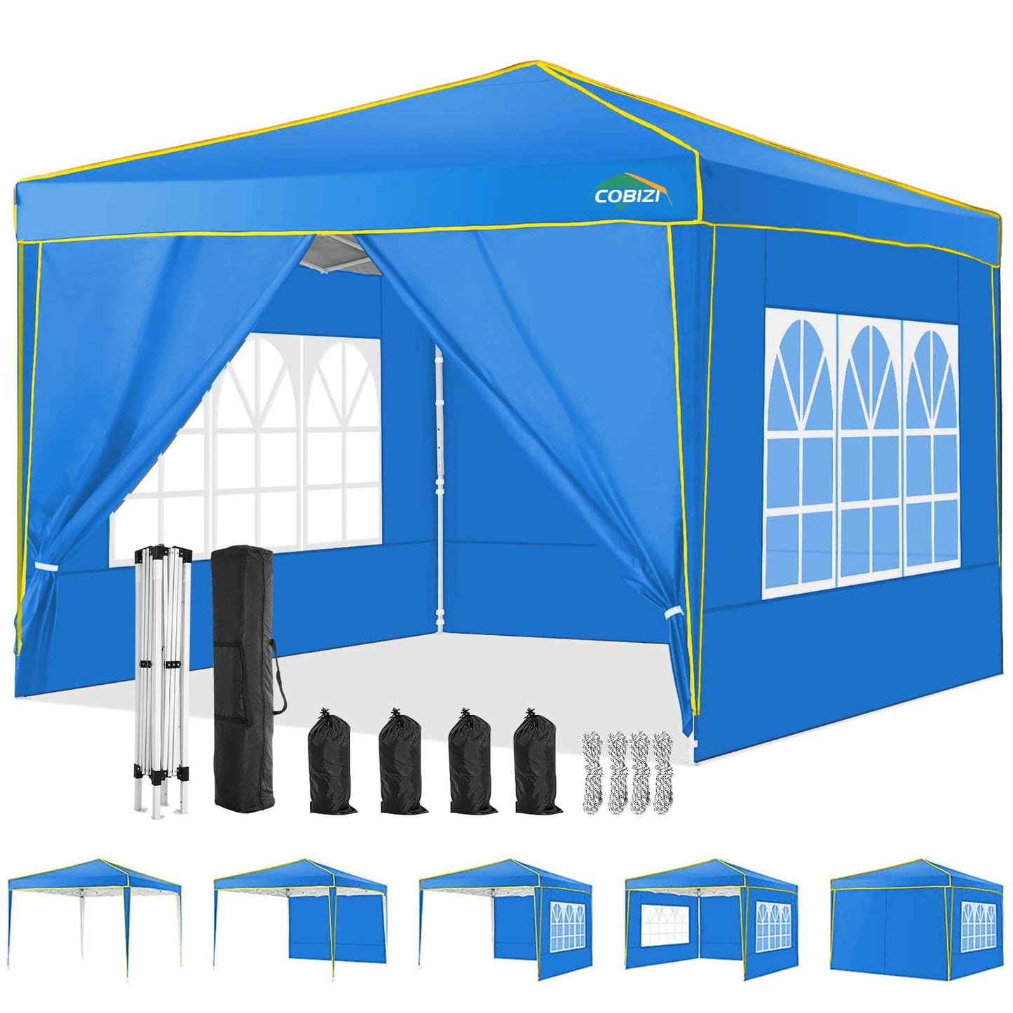 COBIZI Pavillon 3x6,Faltpavillon 3x6 Wasserdicht Stabil Winterfest, Sofort aufklappbare Vordächer Outdoor Gartenzelt mit 6 Seitenteilen, für Party Garten Festival, Weiß