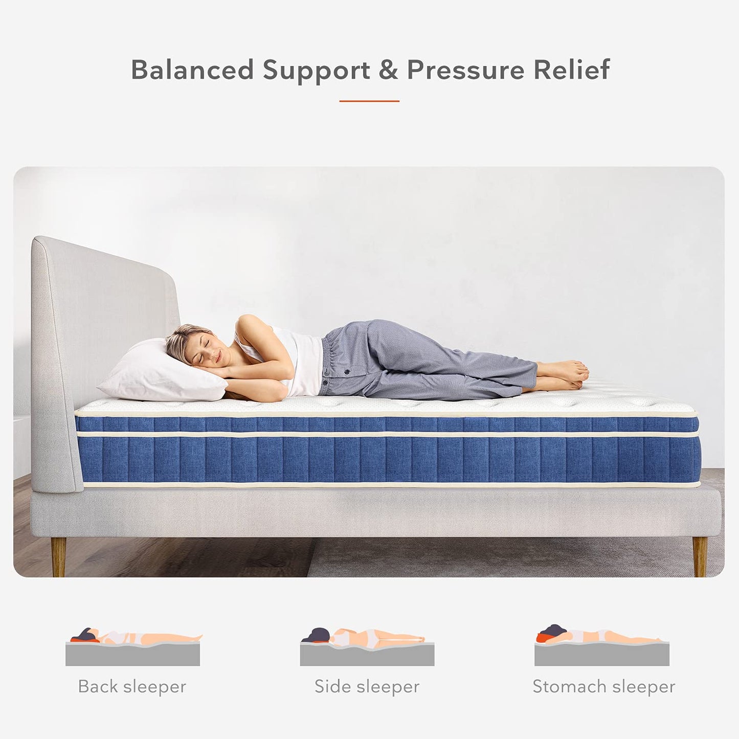 Sweetnight Mattress 160 x 190 cm, Pocket Spring Core Mattress with 7-Zones, Breathable, Orthopaedic, Height 20 cm, Hardness H4