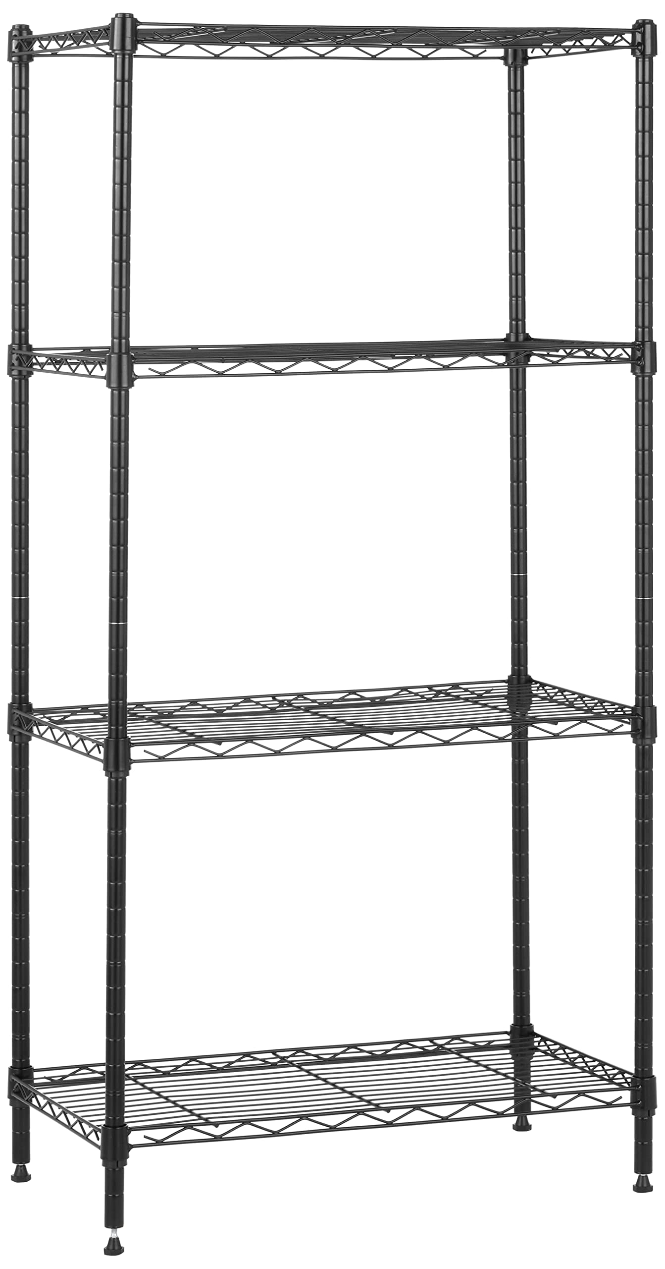 Amazon Basics Narrow Storage Unit with 4 Shelves, Height Adjustable Shelves and Leveling Feet, Maximum Weight 363 kg, Black, 34 cm D x 58.9 cm W x 121.9 cm H