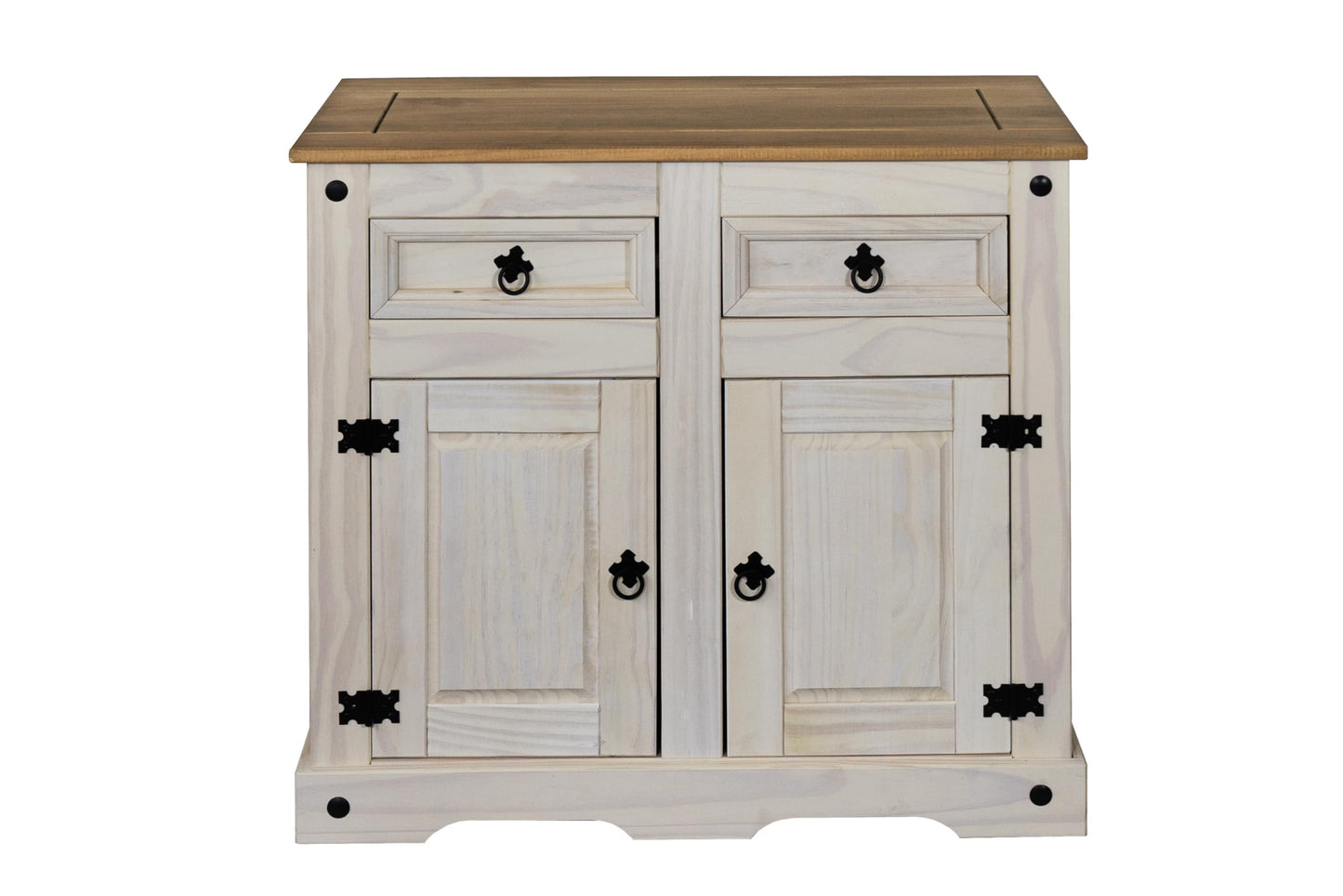 SAM Cancun Coffee Table Solid Pine Wood Side Table with Drawer White Varnished Honey Top Plate Black Metal Handle Mexico Furniture