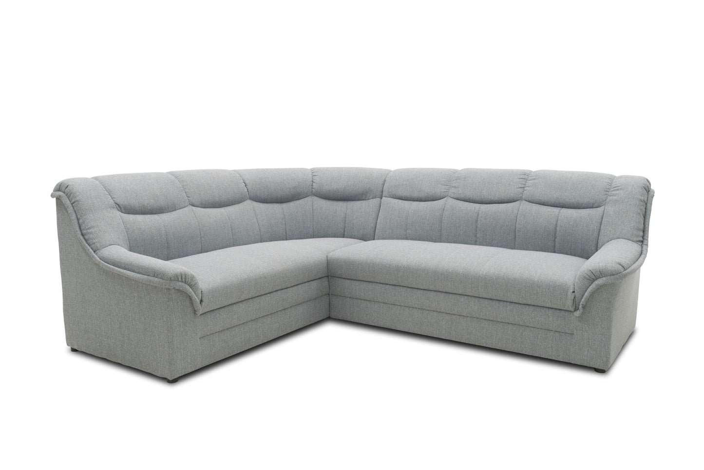 DOMO. collection Berlin Corner Sofa, Timeless Leather Corner Sofa with High-Quality Spring Core Padding, L-shaped Faux Leather, Couch 205 x 250 x 89 cm, Black
