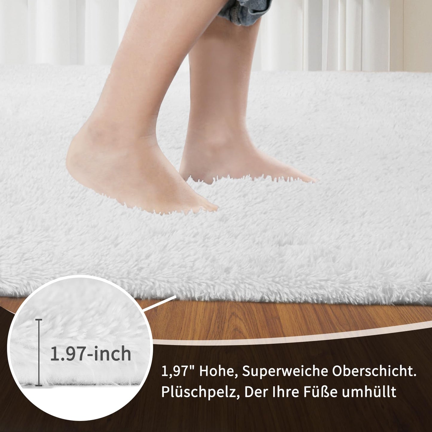 Sour Lemon Hochflor Teppich Grau Teppich Wohnzimmer 140x200 Waschbar Anti-Rutsch Extra Große Teppiche Schlafzimmer Flauschige Moderne Teppiche Matte Teppichen für Schlafzimmer Kinderzimmer