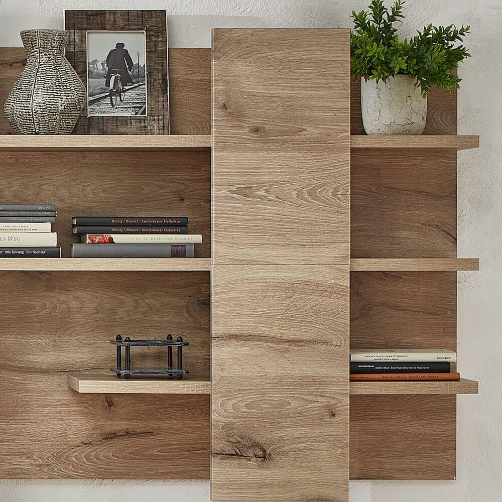 TV Wall Unit Media Furniture Oak Graphite 205 cm Wide Lowboard TV Cabinet Wall Shelf