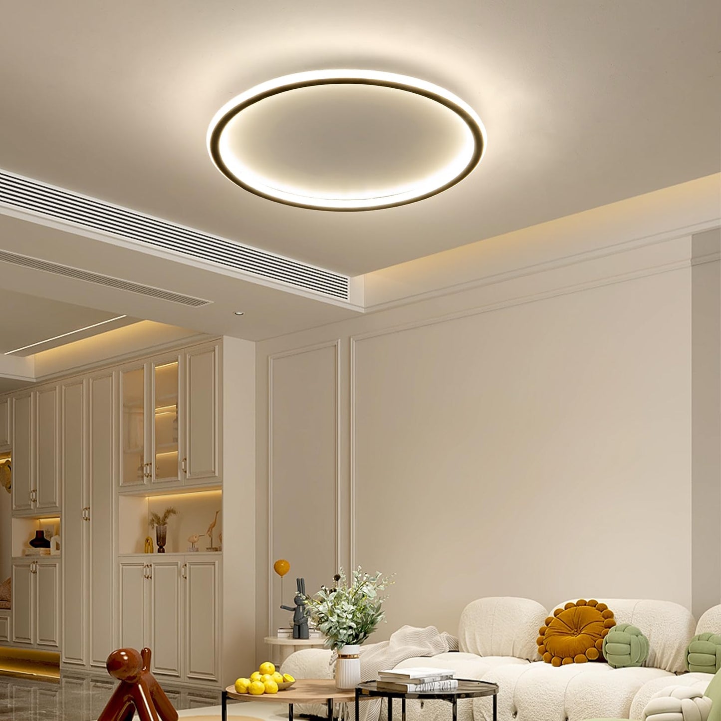 Mikeru 3000K Ceiling Light, 40 cm LED Round Ceiling Lighting, Warm White Ceiling Light, Flush Mount Bathroom Ceiling Lights Without Remote Control for Living Room, Hallway, Bedroom