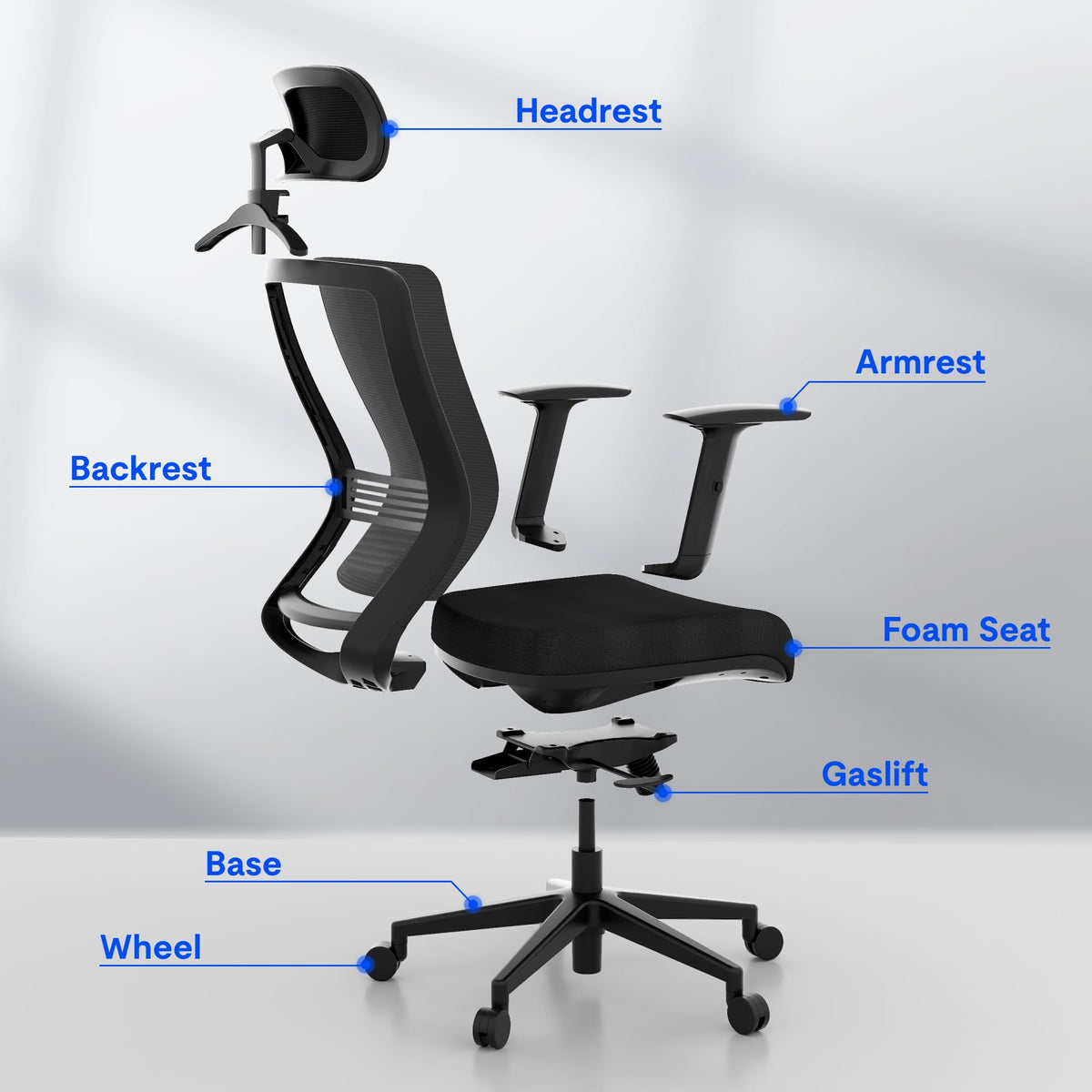 FLEXISPOT OC3C Office Chair Ergonomic Desk Chair Computer Chair Height-Adjustable Seat Headrest Armrest Lumbar Support Swivel Castors Work Chair