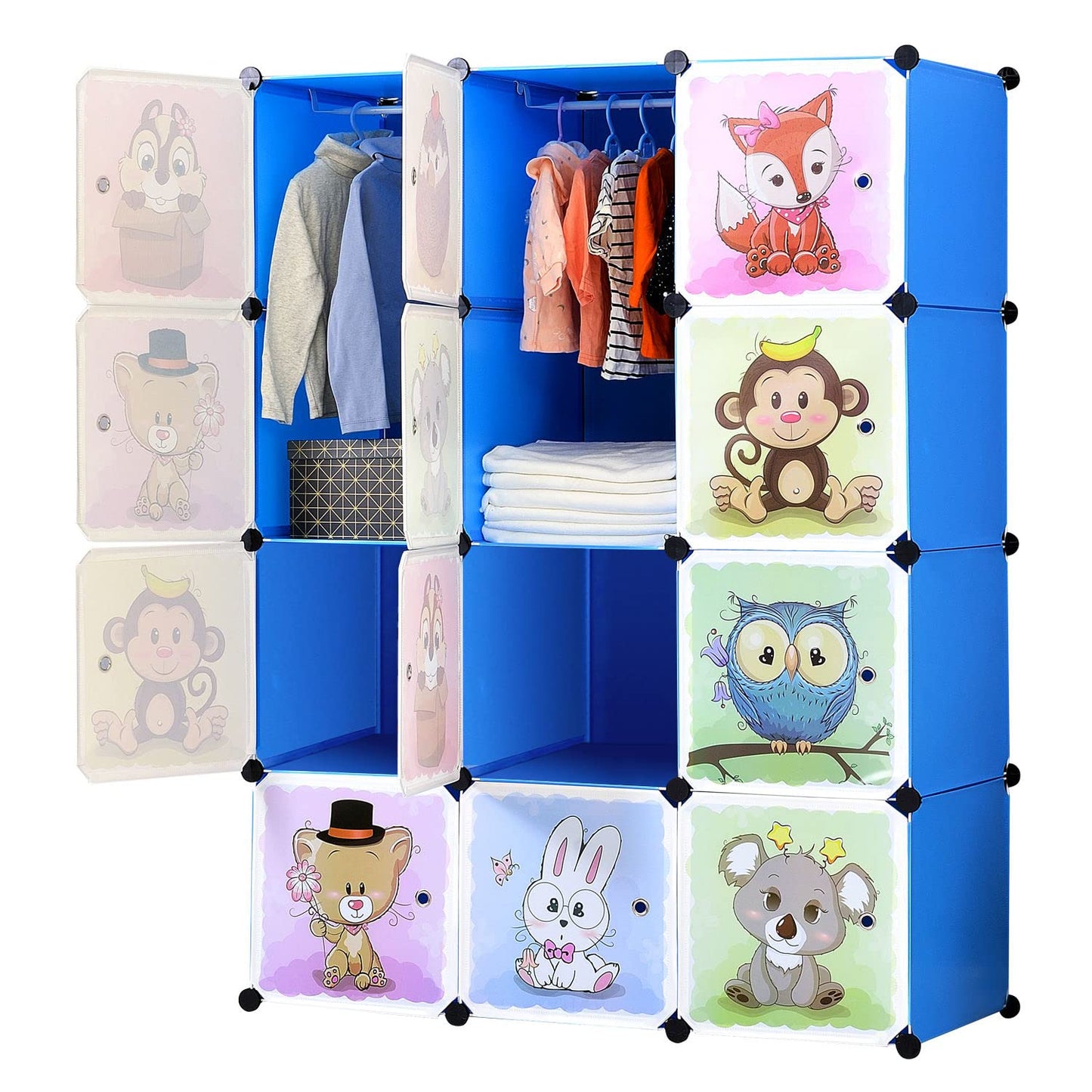Brian & Dany Expandable Children's Wardrobe, Shelving Unit with Doors