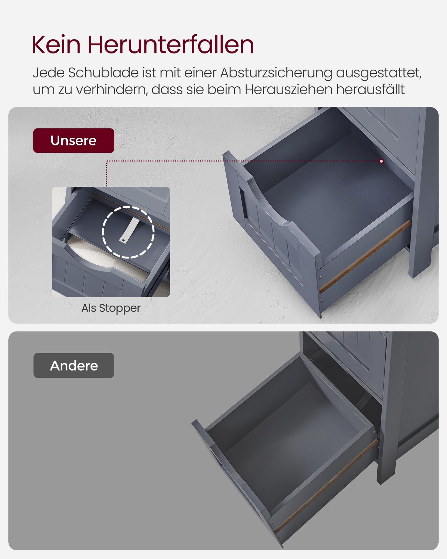 VASAGLE LHC40W Bathroom Cabinet Side Cabinet with 4 Drawers 30 x 30 x 82 cm for Bathroom Living Room Dining Room Kitchen Modern White