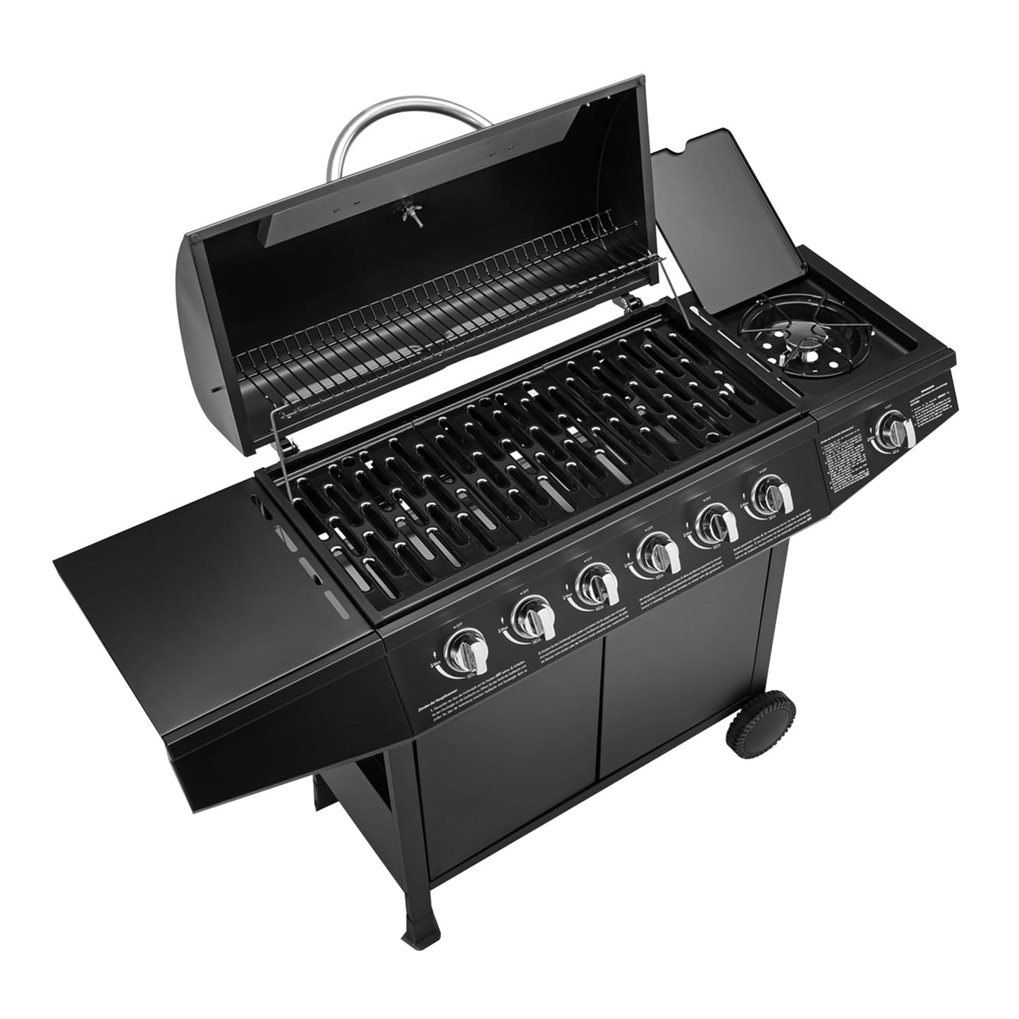 TAINO Basic BBQ Gas Grill Trolley Stainless Steel Burner + Side Burner Grill (Gas Grill Basic 4+1 Set)