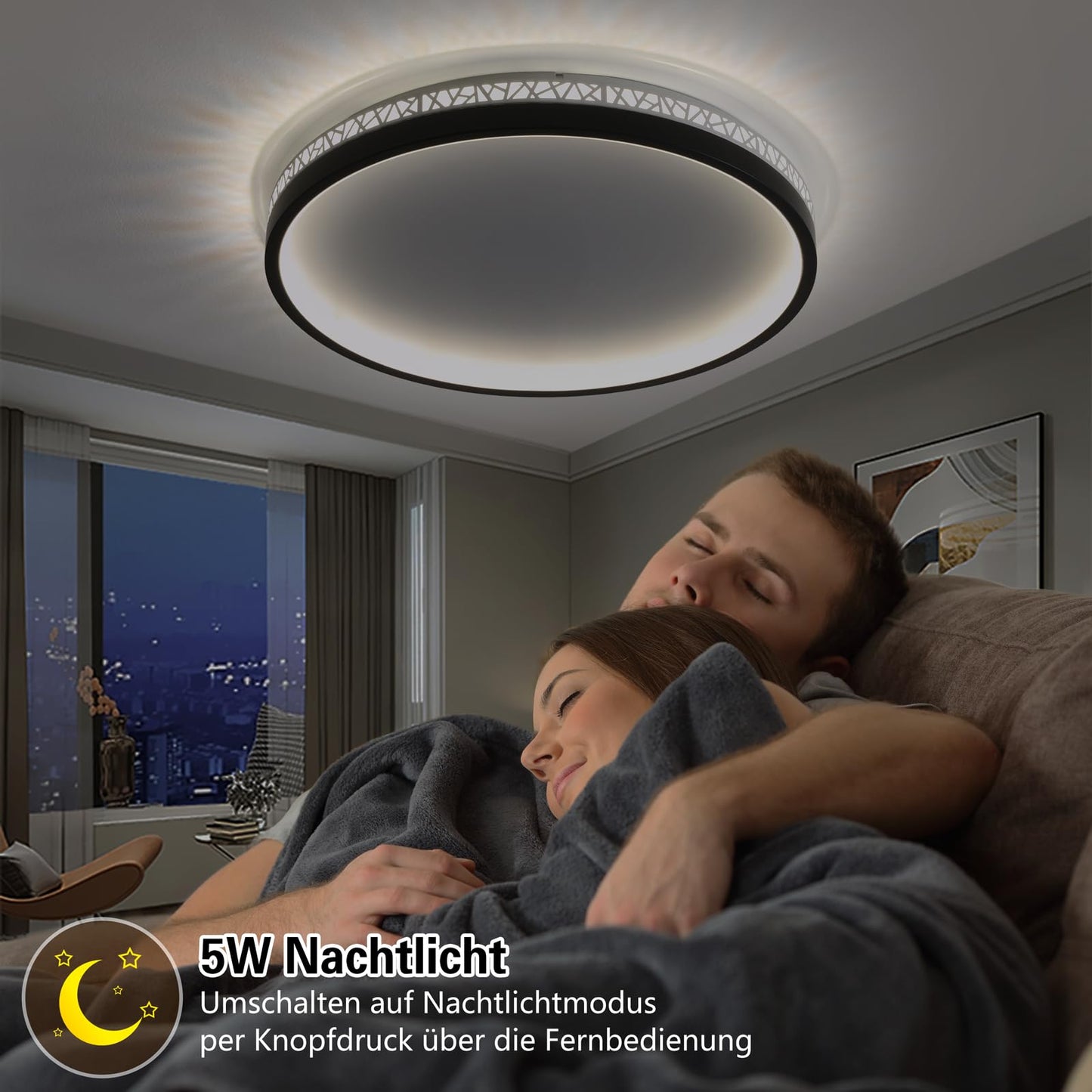 LED Ceiling Light 3000 K Warm Light Bedroom Lamp 30 W 30 cm Round Black Hollow Design "Bird's Nest" Ceiling Lamp Bedroom 3000 lm Not Dimmable