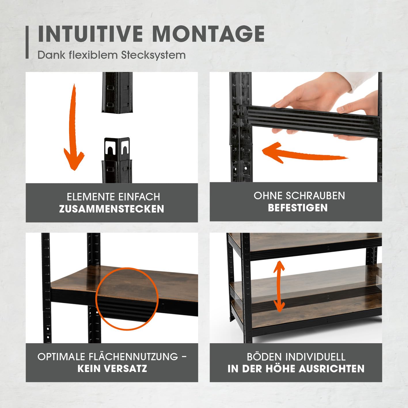 EASYmaxx Industrial Design Standing Shelf, 180 x 90 x 40 cm, Bookcase with 875 kg Load Capacity, Storage Shelf, 175 kg/Level, Stylish Shelf, 5 Adjustable Shelves for More Order in Living Room, Kitchen