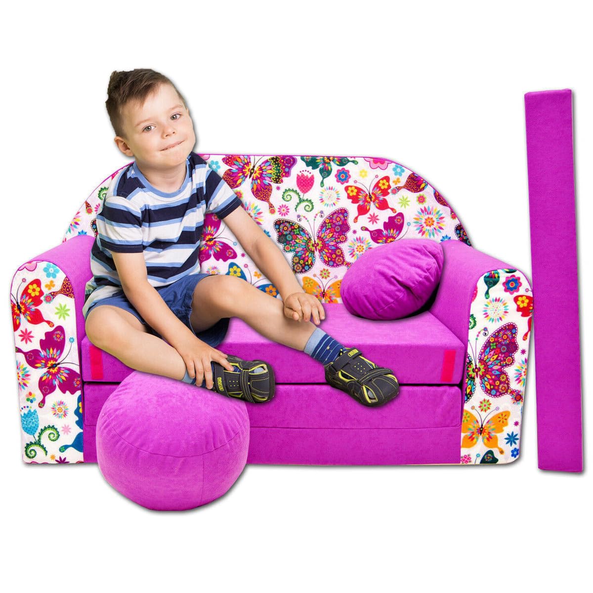 Children's Sofa with Sleep Function Foldable 3-in-1 Children's Sofa Play Sofa with Bed Function Girls Boys Bean Bag Mini Sofa Bed Children's Room Sleeping Chair (A39)