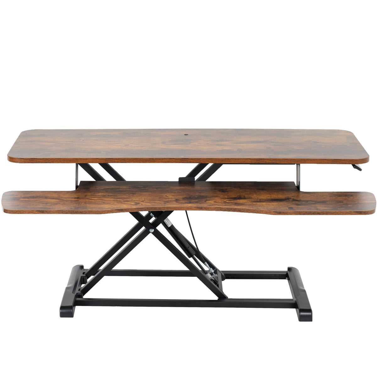 VIVO 81 cm Schreibtischaufsatz, K-Serie, höhenverstellbarer Steh-Sitz-Aufsatz, Dual-Monitor- und Laptop-Arbeitsplatz mit breiter Tastaturablage, Schwarz, DESK-V000K