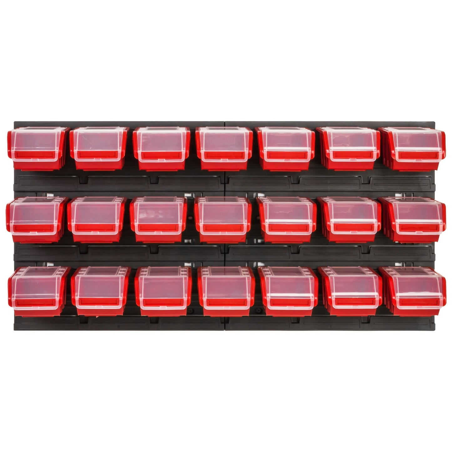 Storage System Workshop Shelf, 78 x 39 cm, Pack of 21 Box, Wall Shelf with Stacking Boxes, Wall Plates, Extra Strong Chute Shelf, Warehouse Perforated Wall, Storage Shelf, Garage Shelf (Red)