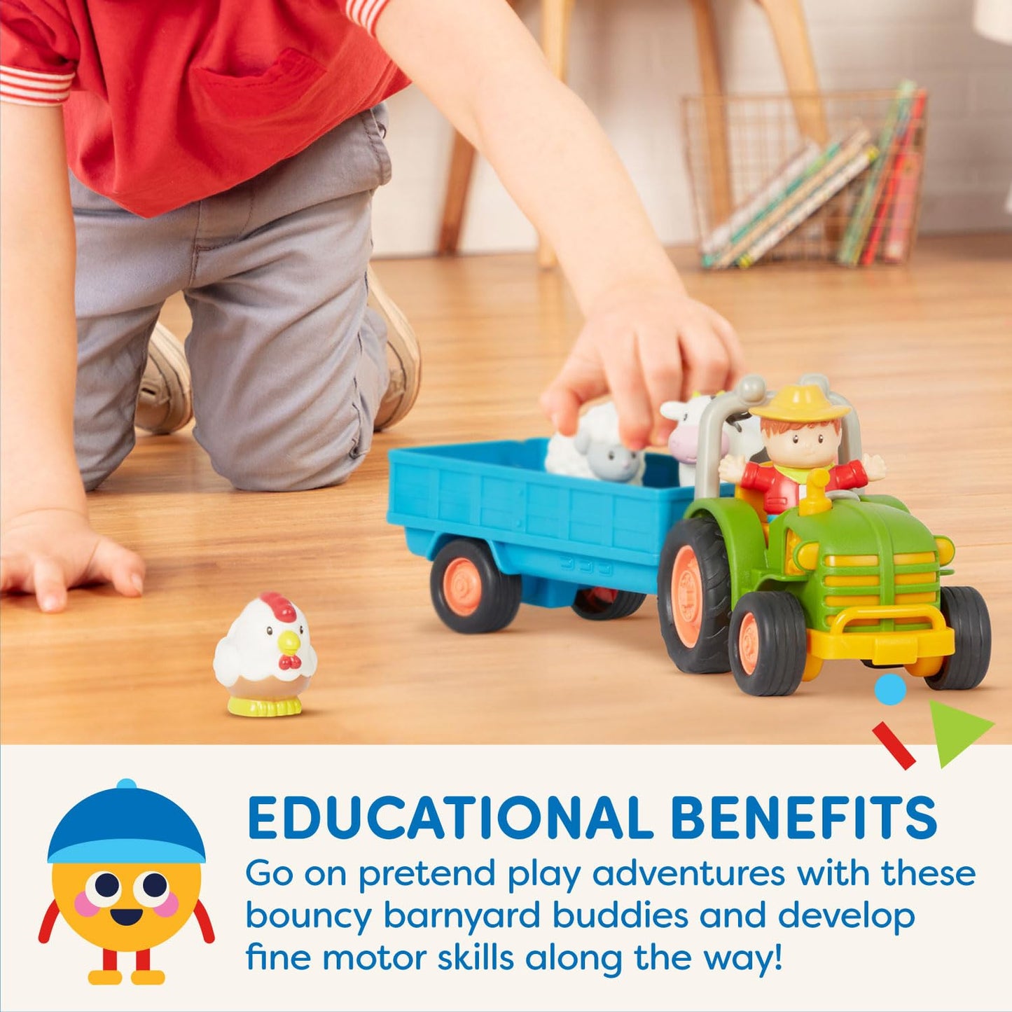 Battat Tractor Toy with Trailer, Farm Animals, Farmer, Light, Music, Tractor and Animal Sounds - Farm Toy, Educational Toy for Children from 18 Months