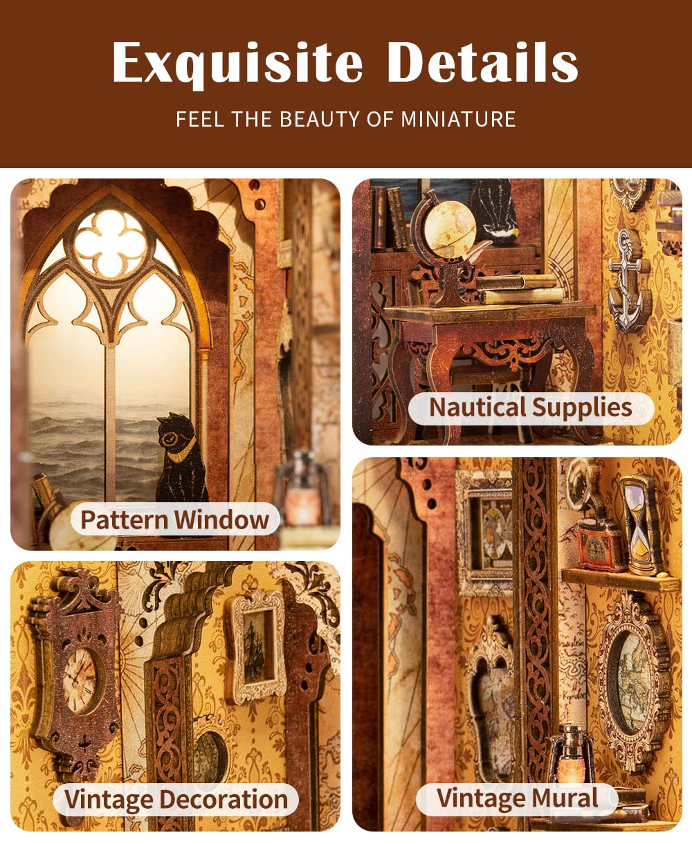 CUTEBEE Book Nook Kit – DIY Puppenhaus Häuser, Miniatur Haus Selber Bauen für Erwachsene, 3D-Holzpuzzle & Buchstütze | Kreatives Set für Bücherregal Dekor | Geschenk,199 PCS (Champs-Élysées Florist)