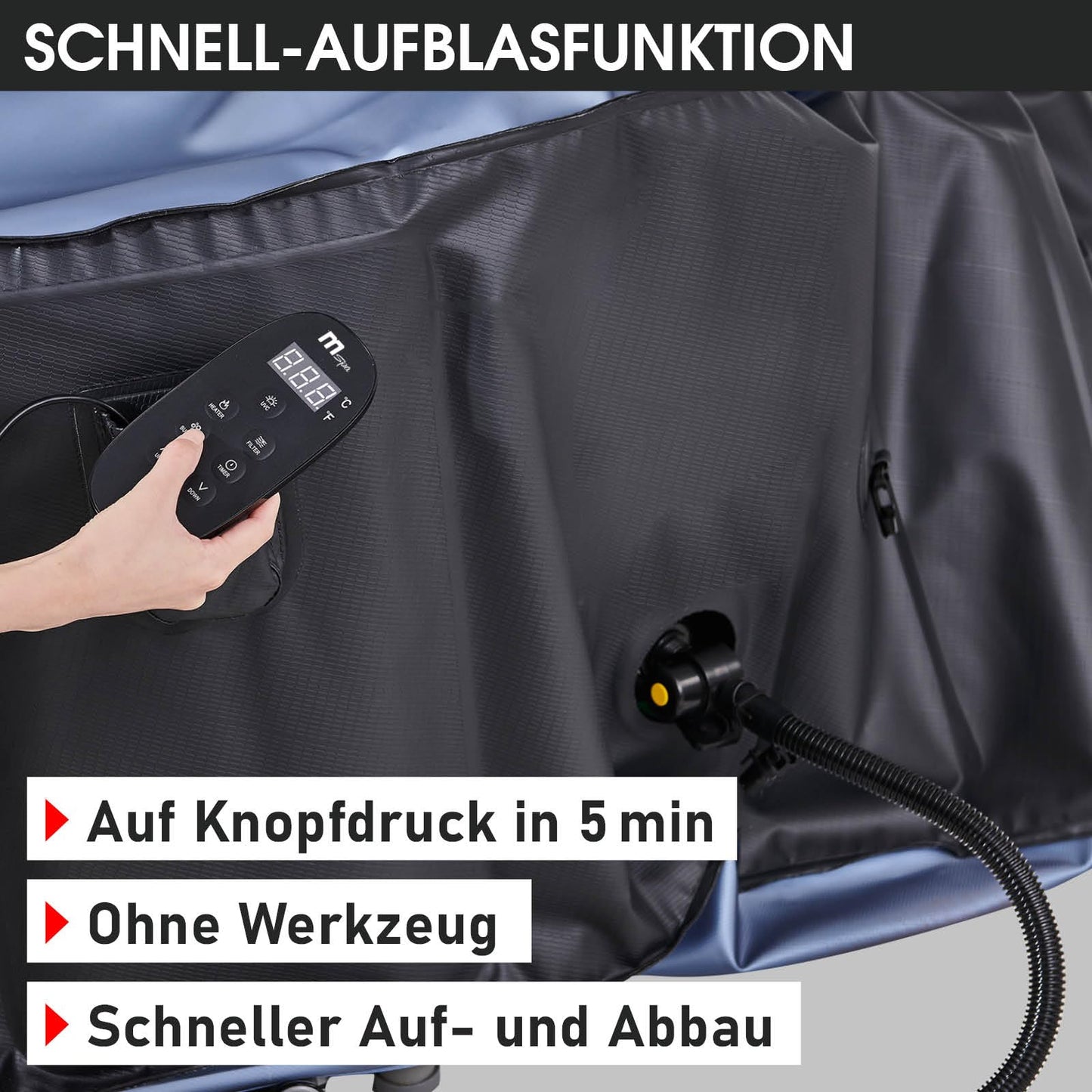BRAST® Whirlpool aufblasbar MSpa | 4-8 Personen | viele Modelle rund und eckig | Ø 125-224cm | In- Outdoor Pool | bis zu 144 Massagedüsen | inkl. Aufblasfunktion Abdeckung Timer Heizung | Duet