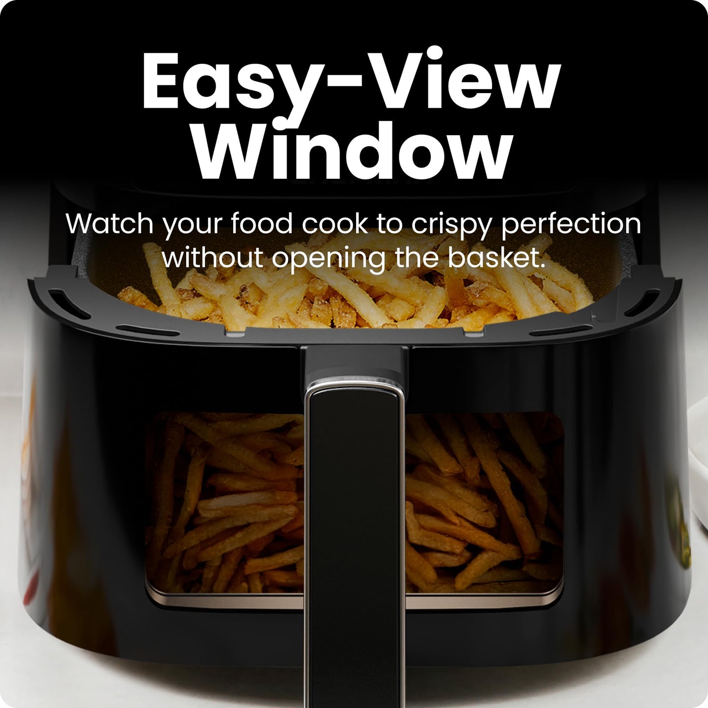 Chefman Hot Air Fryer - 3.75 L Compact Hot Air Fryer for Quick Meals, with Hi-Fry Technology, Viewing Window, Touch Controls, Non-Stick and Dishwasher Safe - Black