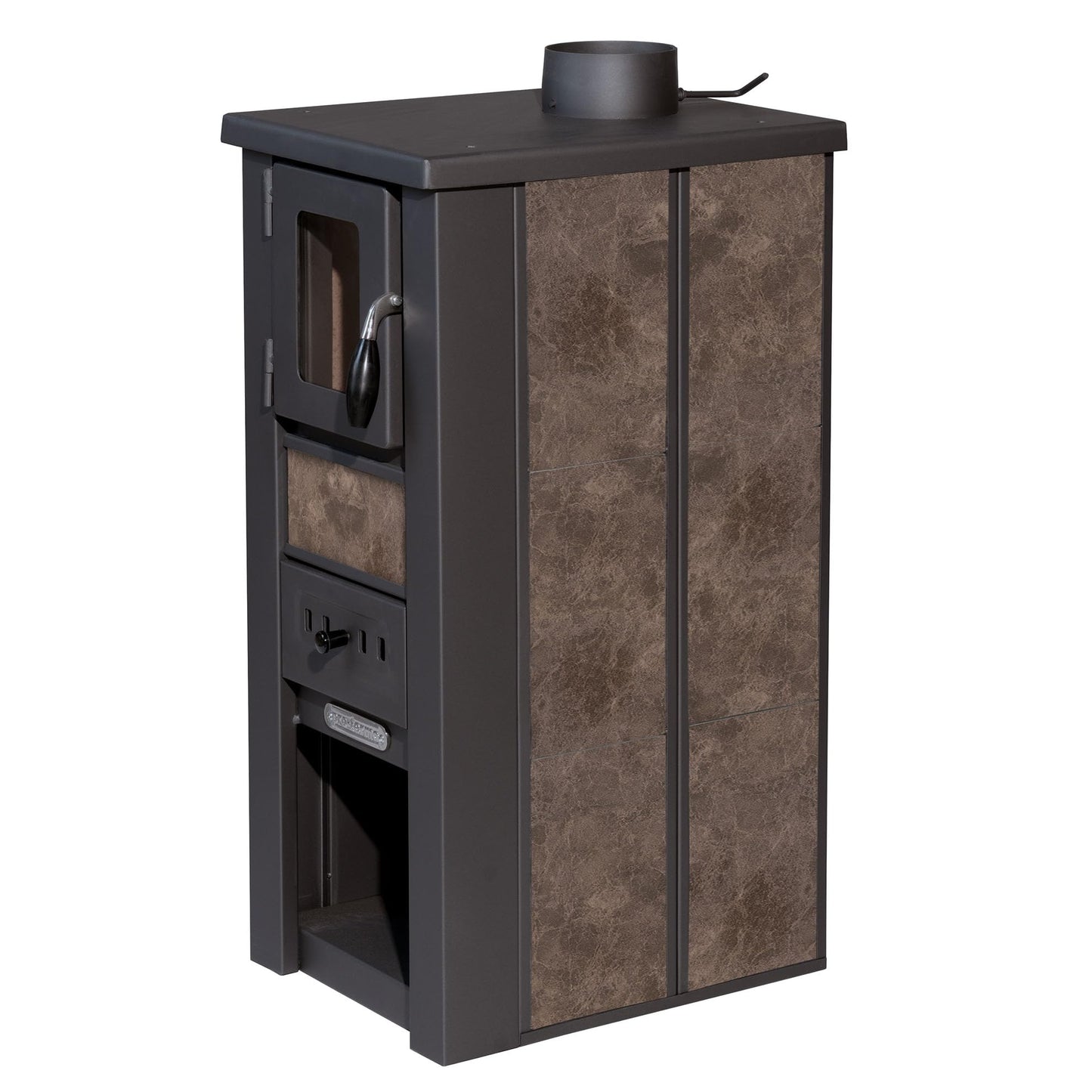 ProTermo Lava Ceramic Wood Stove - 6.5 kW Heating Output - 35 x 44 x 78 cm Wood Stove with Fireclay Blocks [Energy Efficiency Class A] with Viewing Window Wood Fireplace