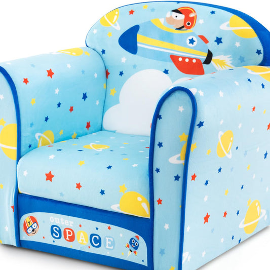 COSTWAY Children's Armchair Children's Sofa Children's Couch Baby Chair for Girls and Boys Children's Furniture Children's Chair Foam (Spaceship)