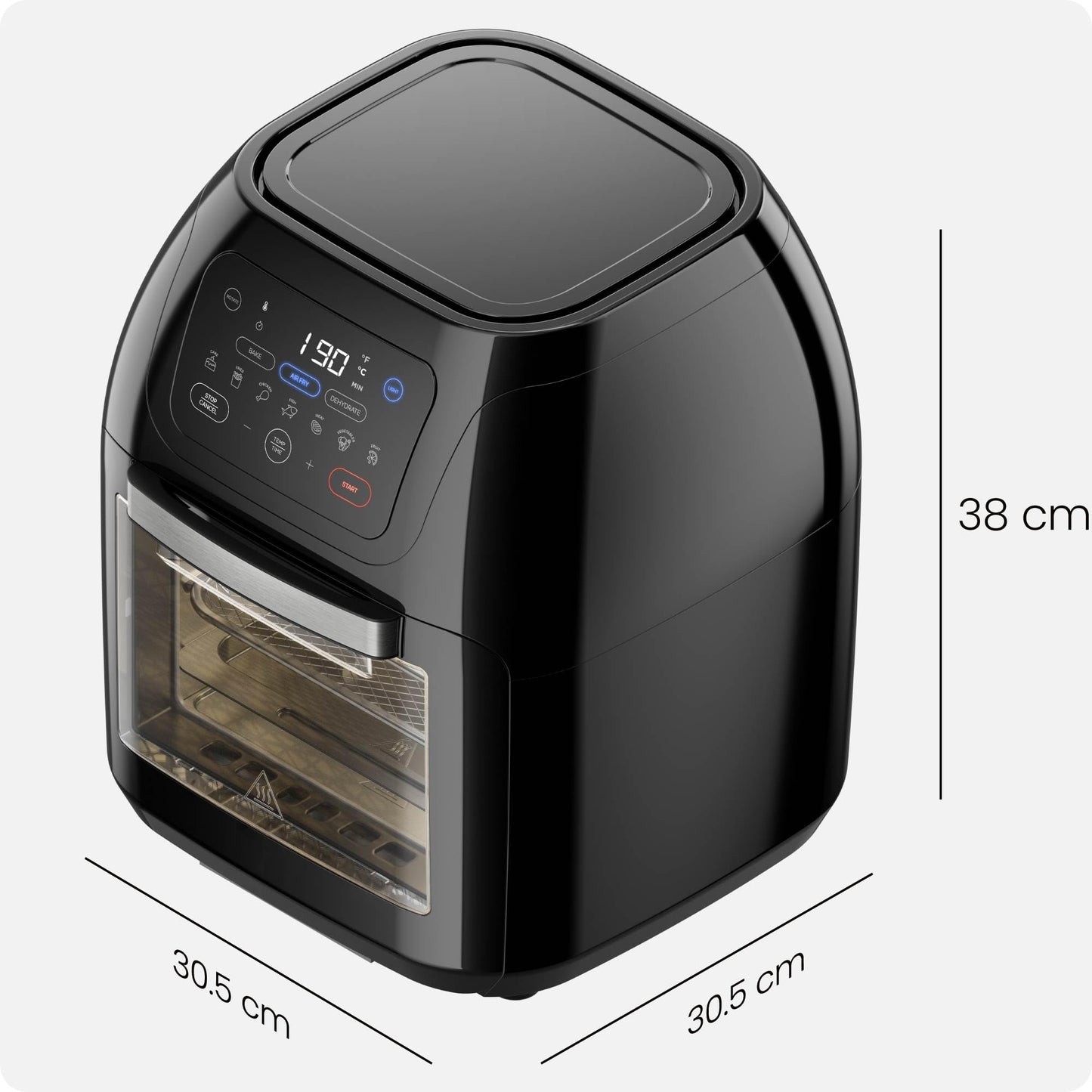 Chefman Multifunctional Digital Hot Air Fryer + Rotisserie, Dehydrator, Convection, 17 Touch Screen Presets, XL 10L Family Size, Automatic Shut-Off, Large Viewing Window, Black