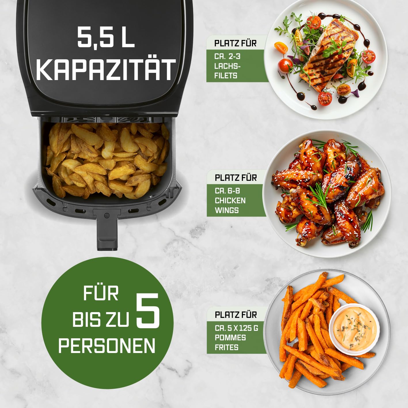 GOURMETmaxx Digitale Heißluftfritteuse 12 L, XXL-Edelstahl-Ofen | Airfryer + Timer, Touchdisplay, Drehspieß | fettarm, energiesparend frittieren | 10 Programme inkl. Pizza | 1800 W