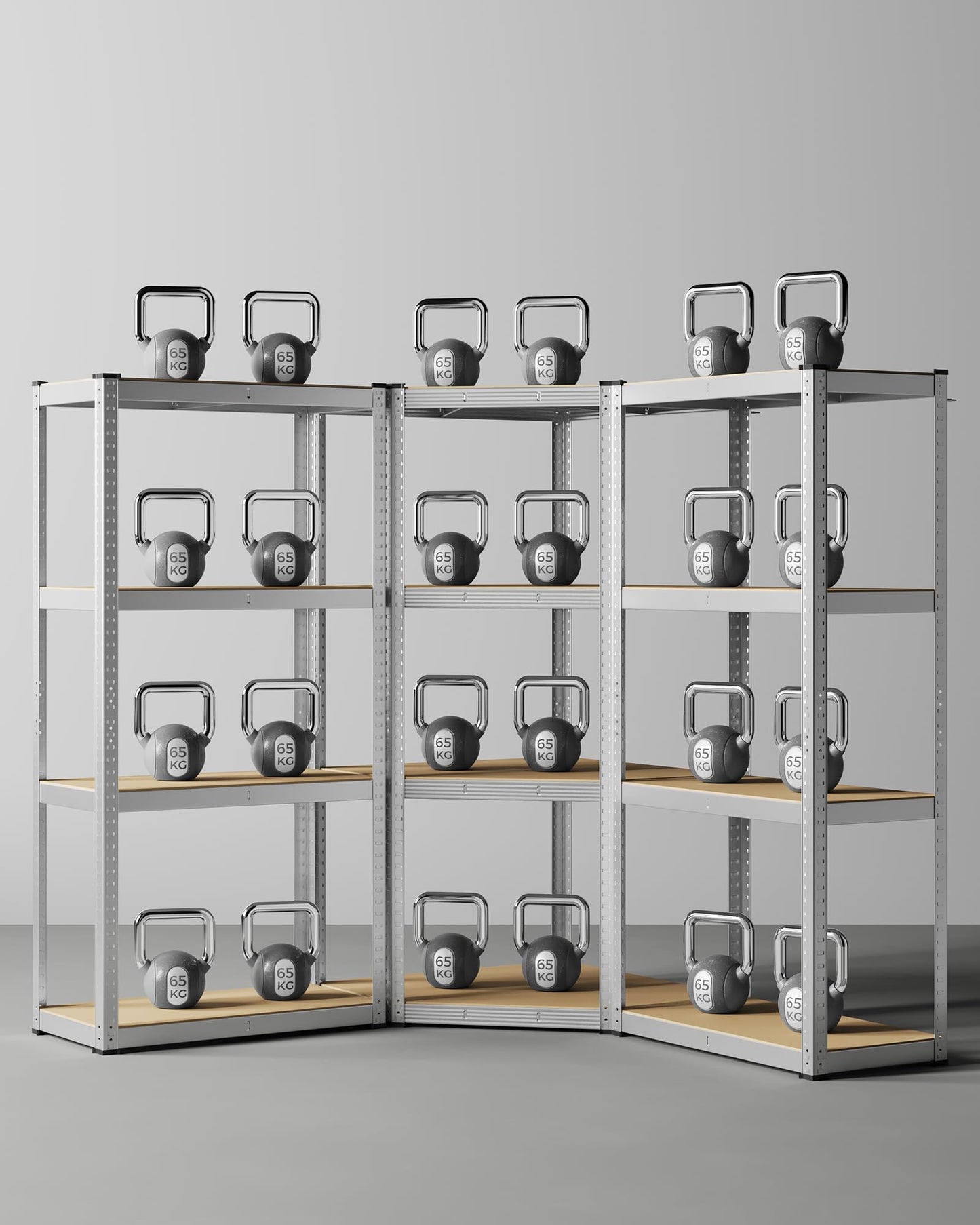 SONGMICS Corner Shelving Set, 5 Levels, Heavy Duty Shelf, Metal, Storage Shelving for Garage, Storage Room, Basement Shelf, Holds up to 2625 kg, Silver/Natural Beige, GLR070E03