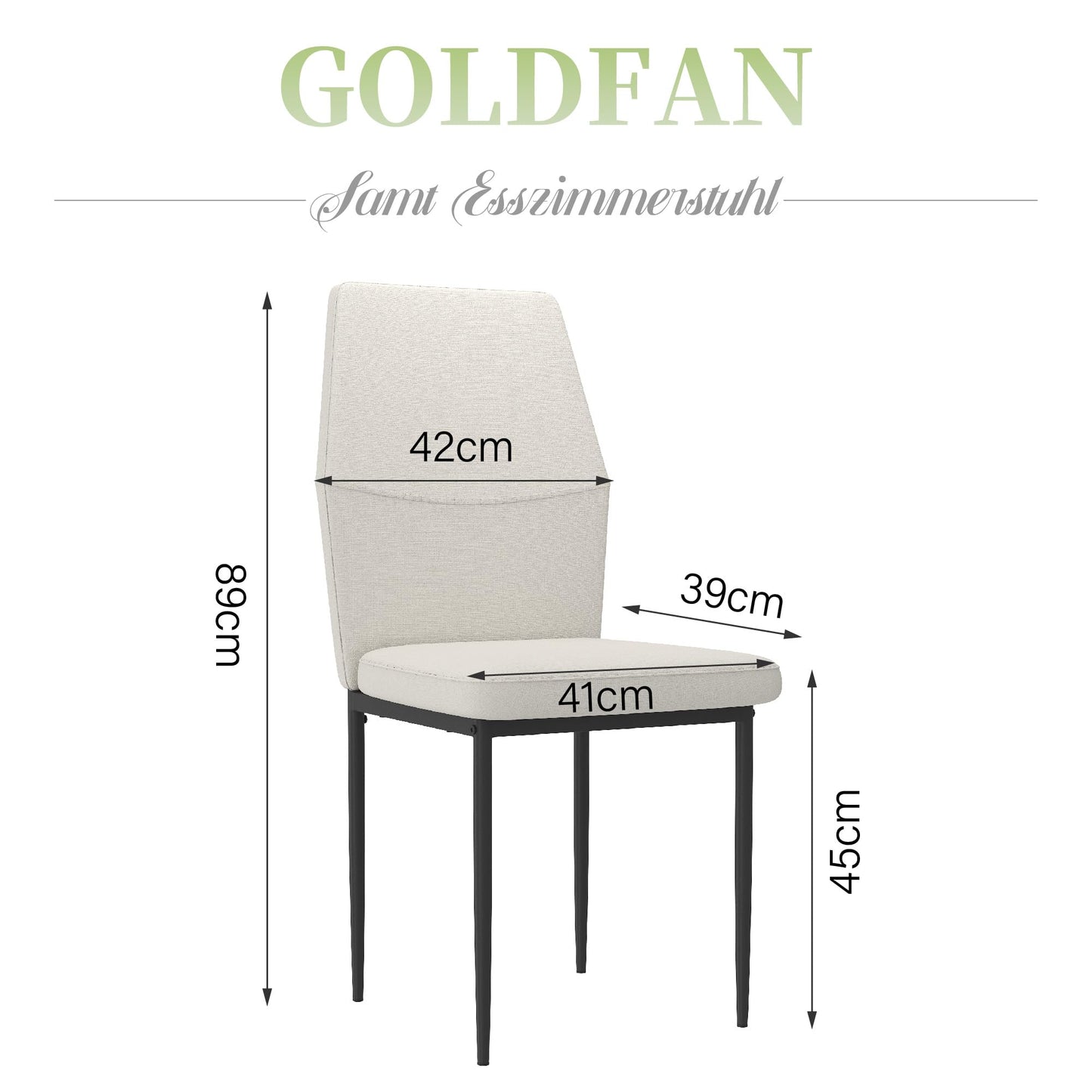 GOLDFAN Glas Esstisch Set 4 Stühle Rechteckiger Esstisch und Rückenlehne Esszimmerstuhl für Küche Wohnzimmer Büro, Grau
