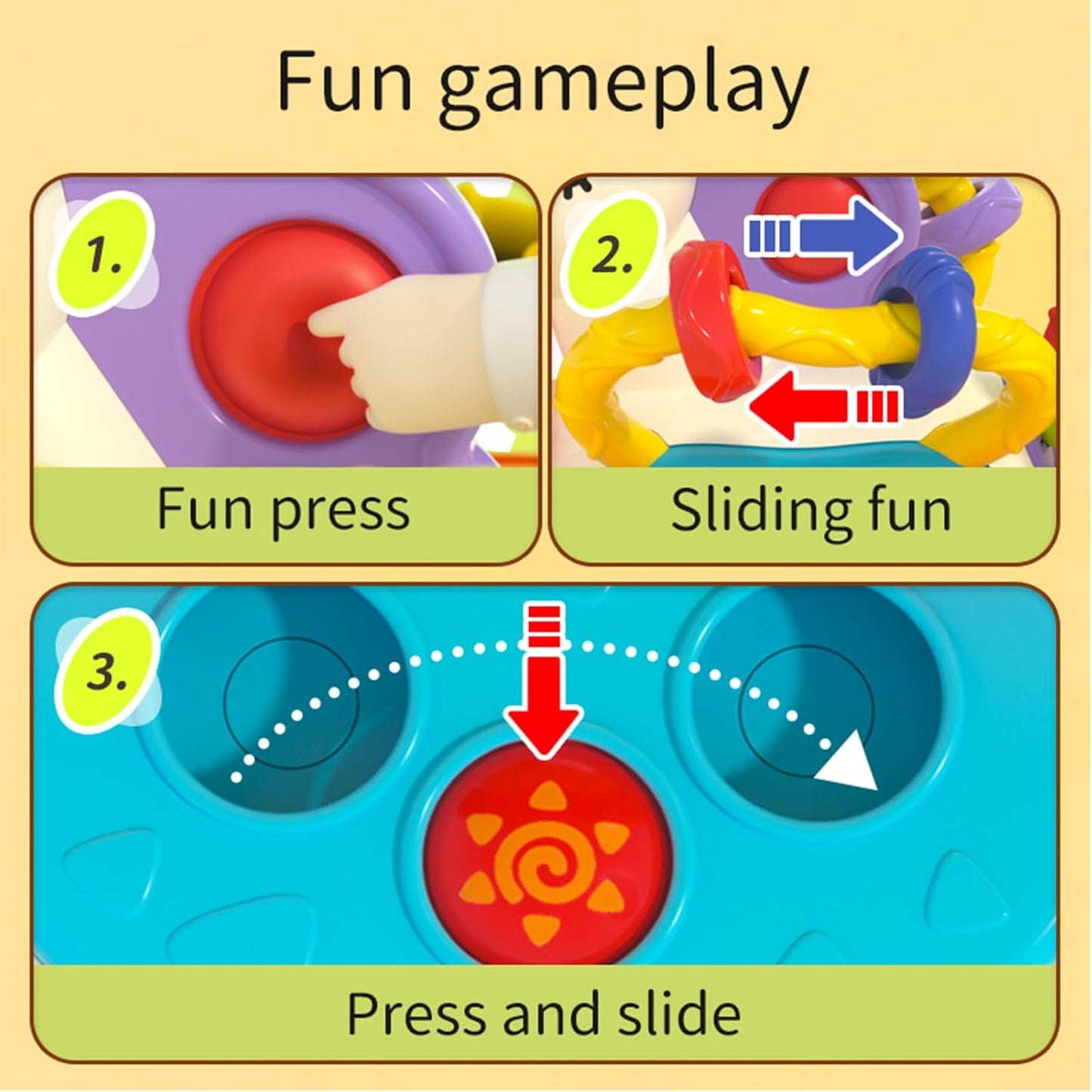 Busy Activity Montessori Toy for Fine Motor Skills from 12 Months Preschool Learning Gift 3D Toy Activity Baby Montessori Toy for Toddlers 1-3 Gift