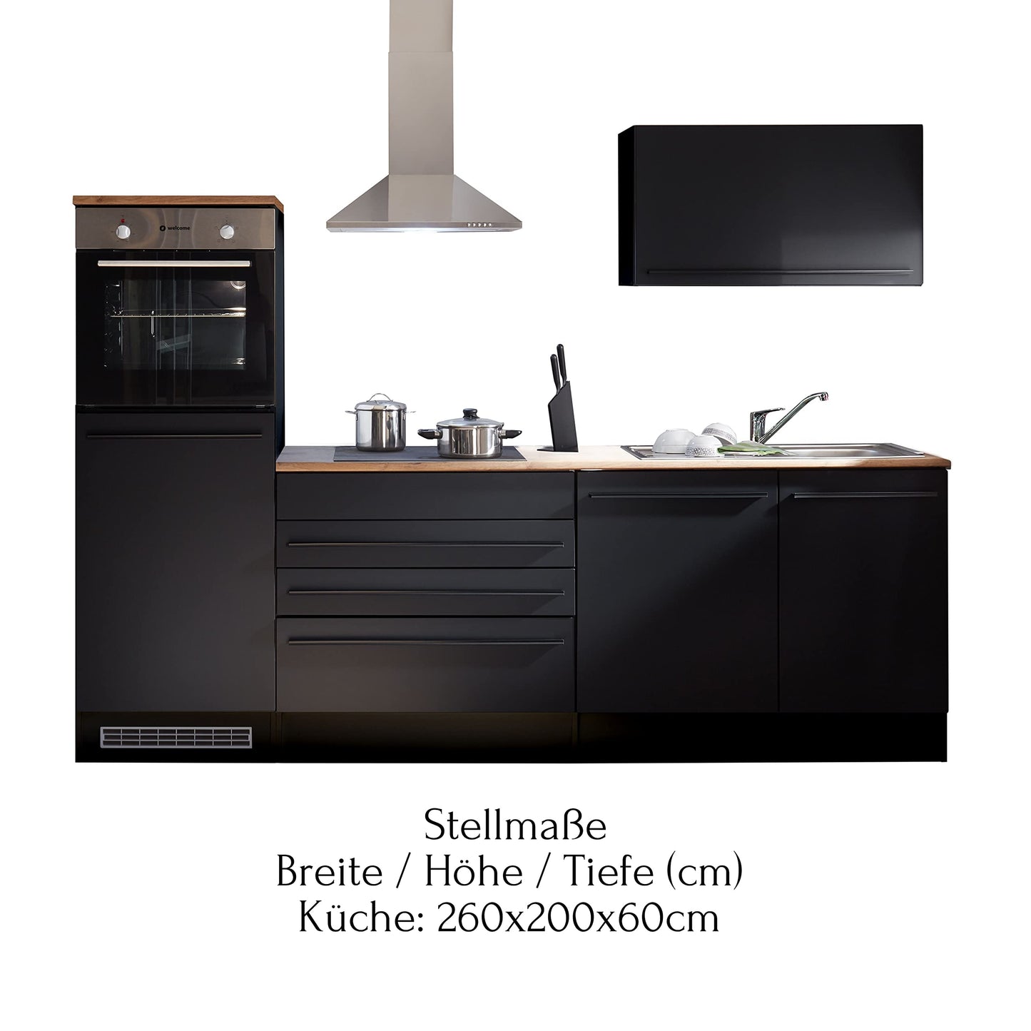Jazz 84-131-18 Kitchen Unit without Appliances Approx. 260 x 200 x 60 cm Black