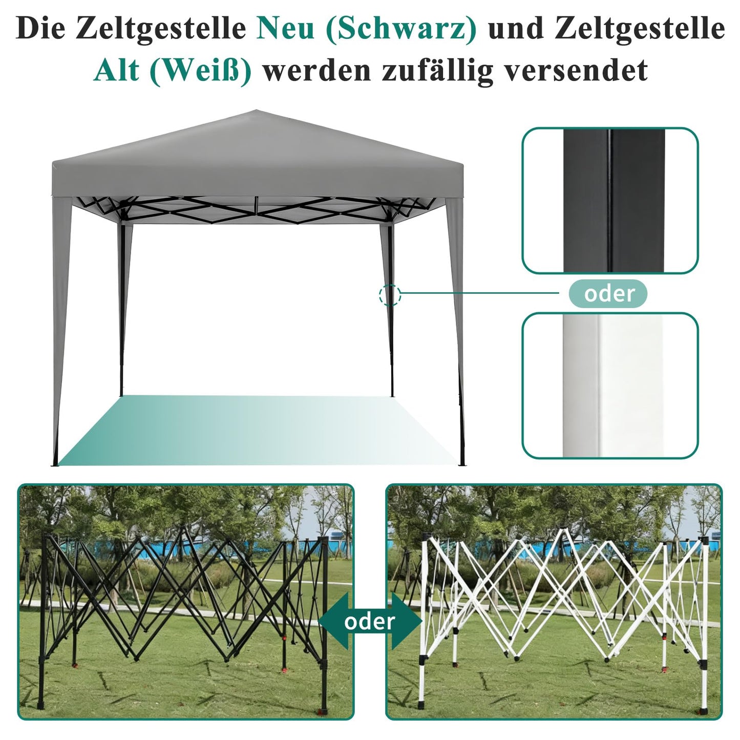 ISE 3 x 3 m Garden Folding Gazebo with Carry Bag, Garden Tent, 50+ UV Protection with 4 Side Panels for Garden, Party, Wedding, High Quality, grey