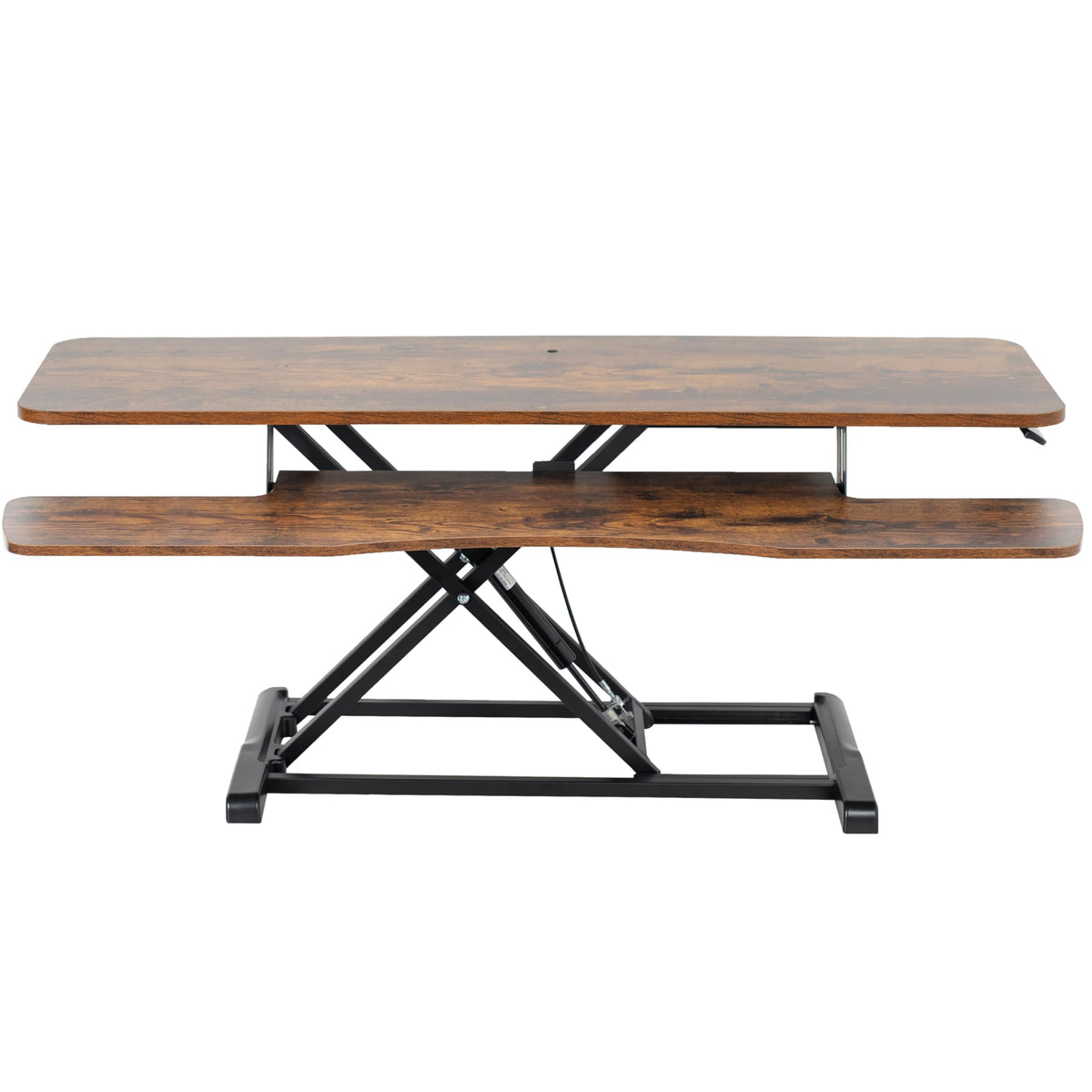 VIVO 81 cm Schreibtischaufsatz, K-Serie, höhenverstellbarer Steh-Sitz-Aufsatz, Dual-Monitor- und Laptop-Arbeitsplatz mit breiter Tastaturablage, Schwarz, DESK-V000K