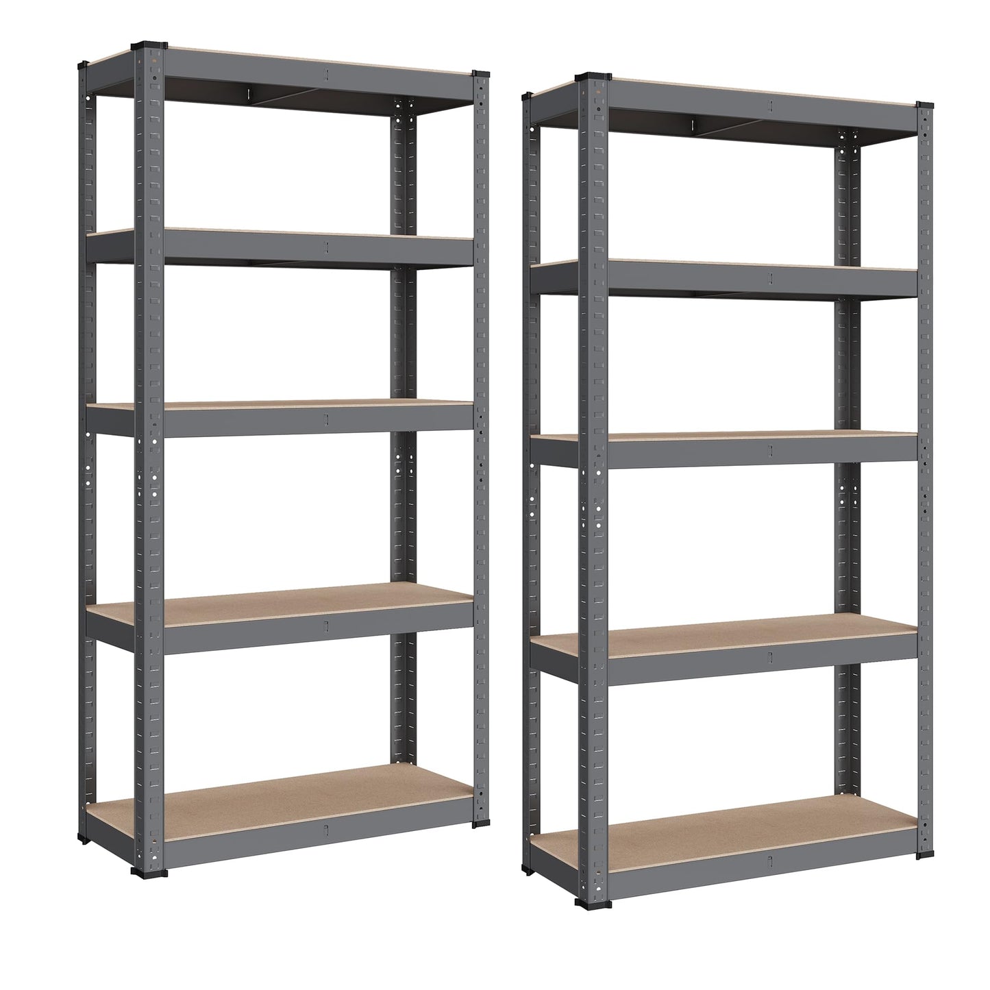 SONGMICS Storage Shelves, Heavy Duty Shelves, Set of 2, Basement Shelves, 180 x 90 x 40 cm, Maximum Load 875 kg, Shelves, Boltless Shelves, Reinforced Steel Frame, 5 Adjustable Shelves, Silver GLR040E02