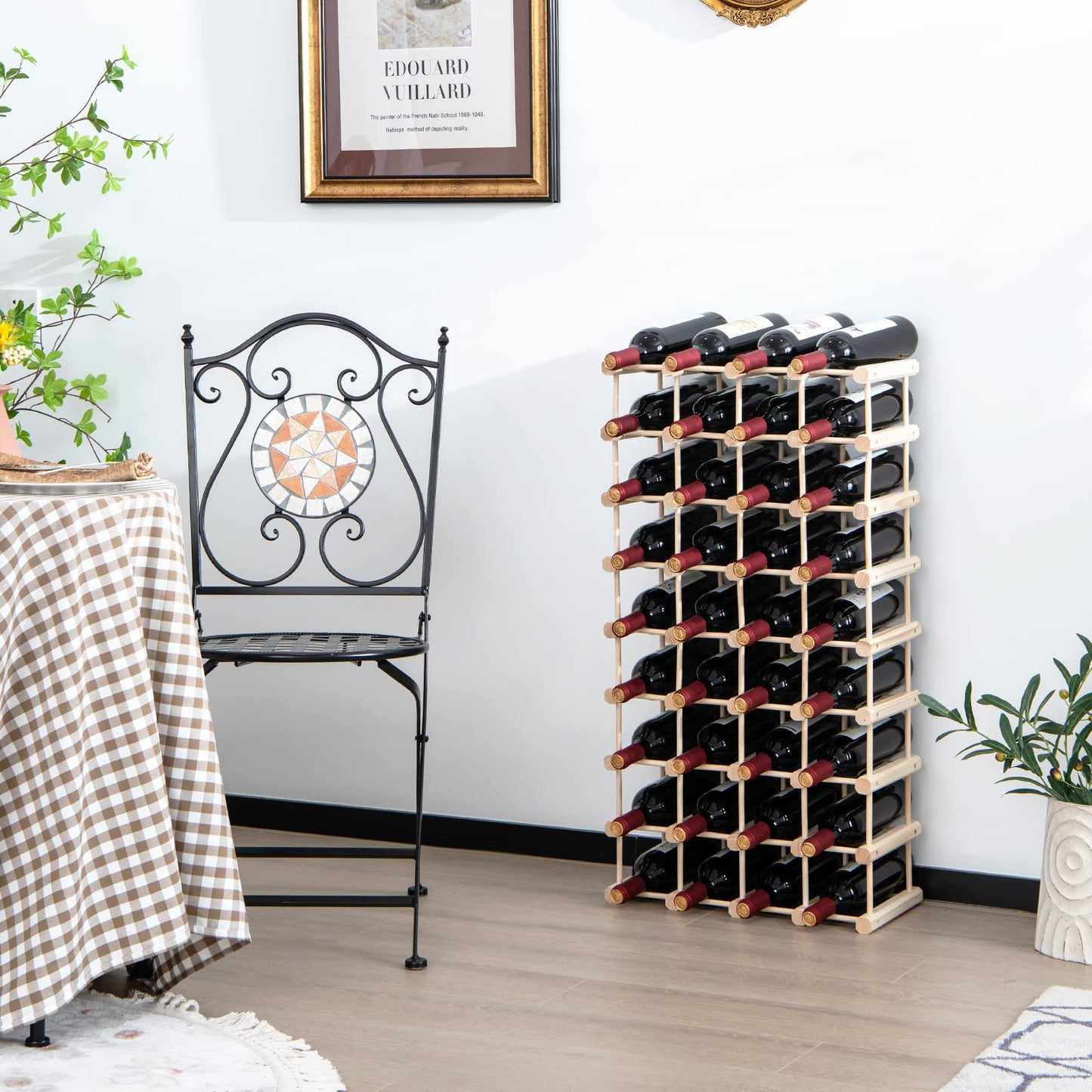 COSTWAY Wine Rack Wood Stackable Bottle Rack for 72 Bottles, Wine Rack with 6 Levels, Wooden Shelf, Bottle Stand for Kitchen, Dining Room, Bar, Basement, 119 x 29 x 72 cm