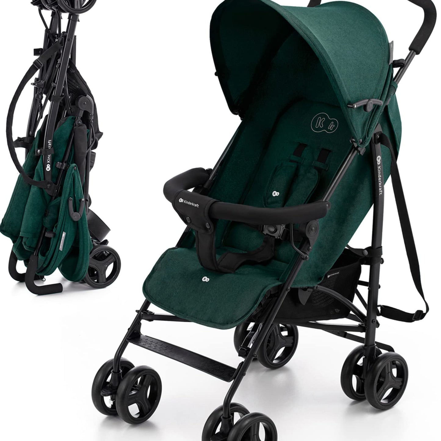 Kinderkraft TIK Kinderwagen, Liegebuggy, Sportwagen, Leicht - 6,5kg, Drehbare Vorderräder, Verstellbarer Griff, Stufenlose Einstellung der Rückenlehne, Schnelles Zusammenklappen, bis zu 17kg, Grau