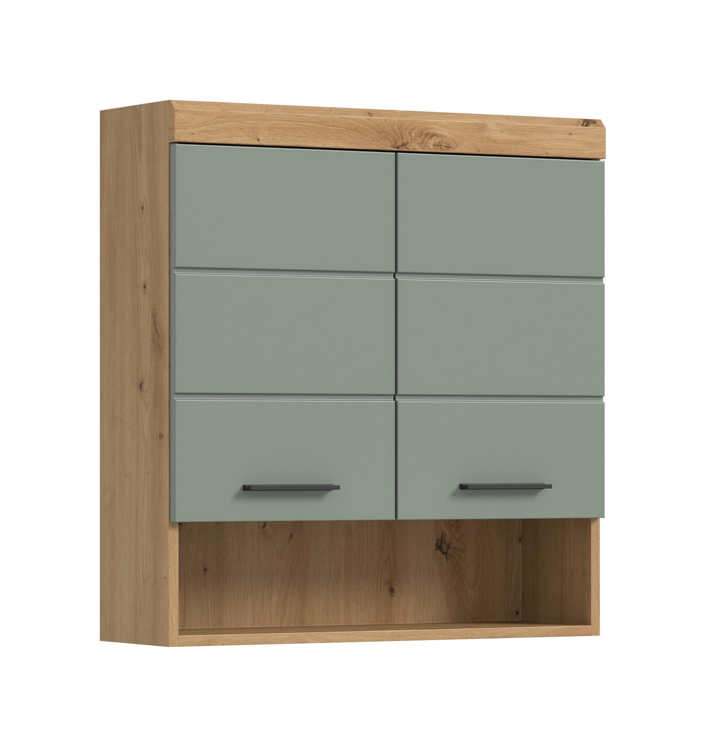 Badezimmer Scout X06B2723 Wall-Mounted Cupboard Wide Cabinet in Front White High Gloss Body Smoke Silver Nb. Approx. 74 x 79 x 24 cm