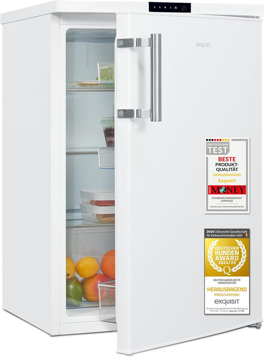 Exquisit KS516-V-HE-011D Fridge without Freezer, 134 Litres, Electronic Control, Quick Cooling, Alarm Function, Full Room Refrigerator, 55 cm Width, White