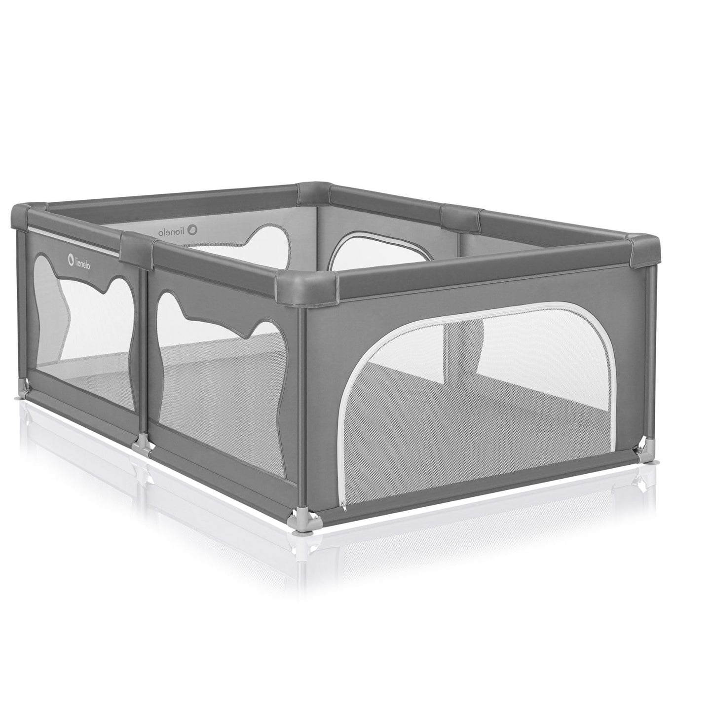 LIONELO WILLOW Baby Playpen from 0-48 Months Large Area 120 cm x 180 cm x 68 cm with Side Walls Made of Breathable, Durable Mesh Fabric, 2 Side Entrances with a Zip