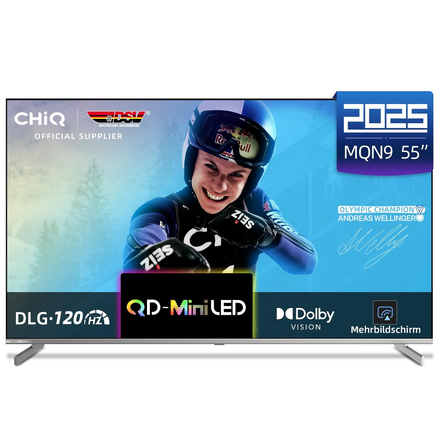 CHIQ L40FT 40 Zoll, Full HD, (100 cm) Smart Fernseher, HDR10, Dolby Audio & DBX-tv, Triple Tuner DVB-C/T2/S2, Integrierter Chromecast, Metall Randlos Design