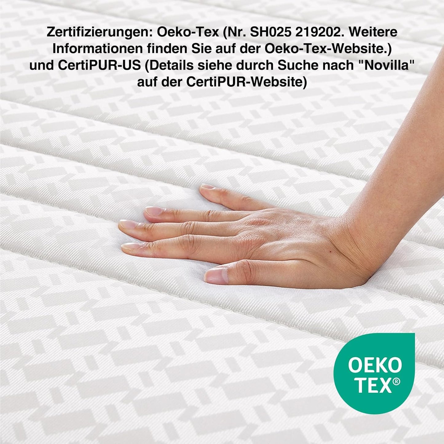 Novilla Mattress H3/H4 7-Zone Cold Foam Mattress, 140 x 200 cm, Various Sizes and Heights, Breathable Cover Washable at 60 °C, Oeko-Tex & CertiPUR-US Certified, Rolled Mattress, 18 cm
